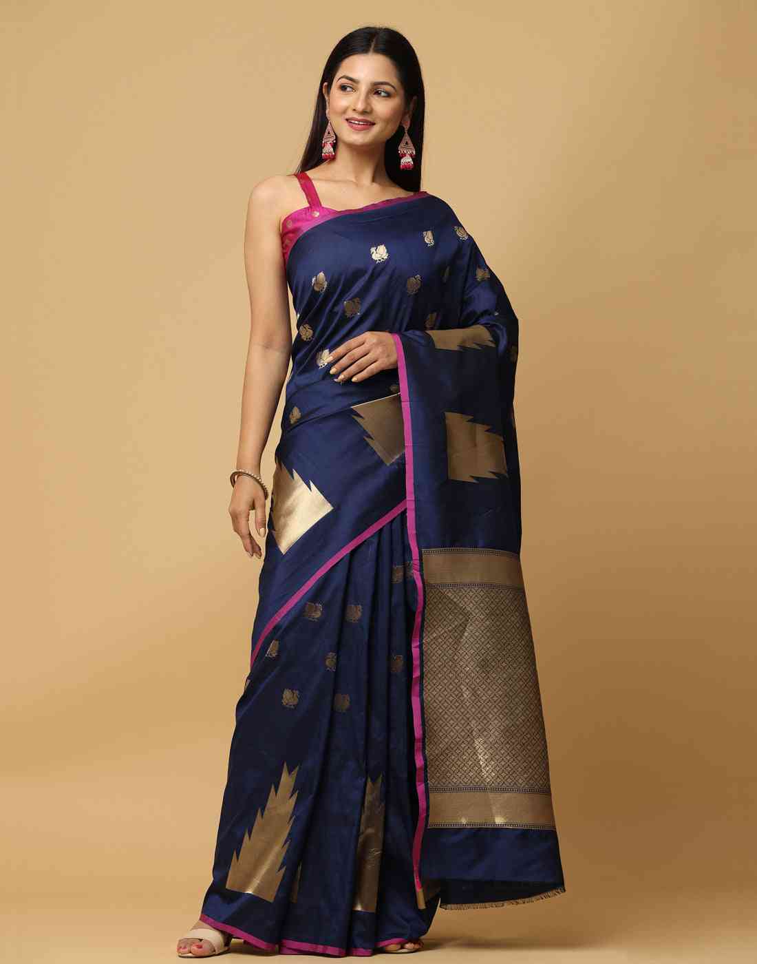 Pure Banarasi Katan Silk Kanchi Zari Weaving Saree