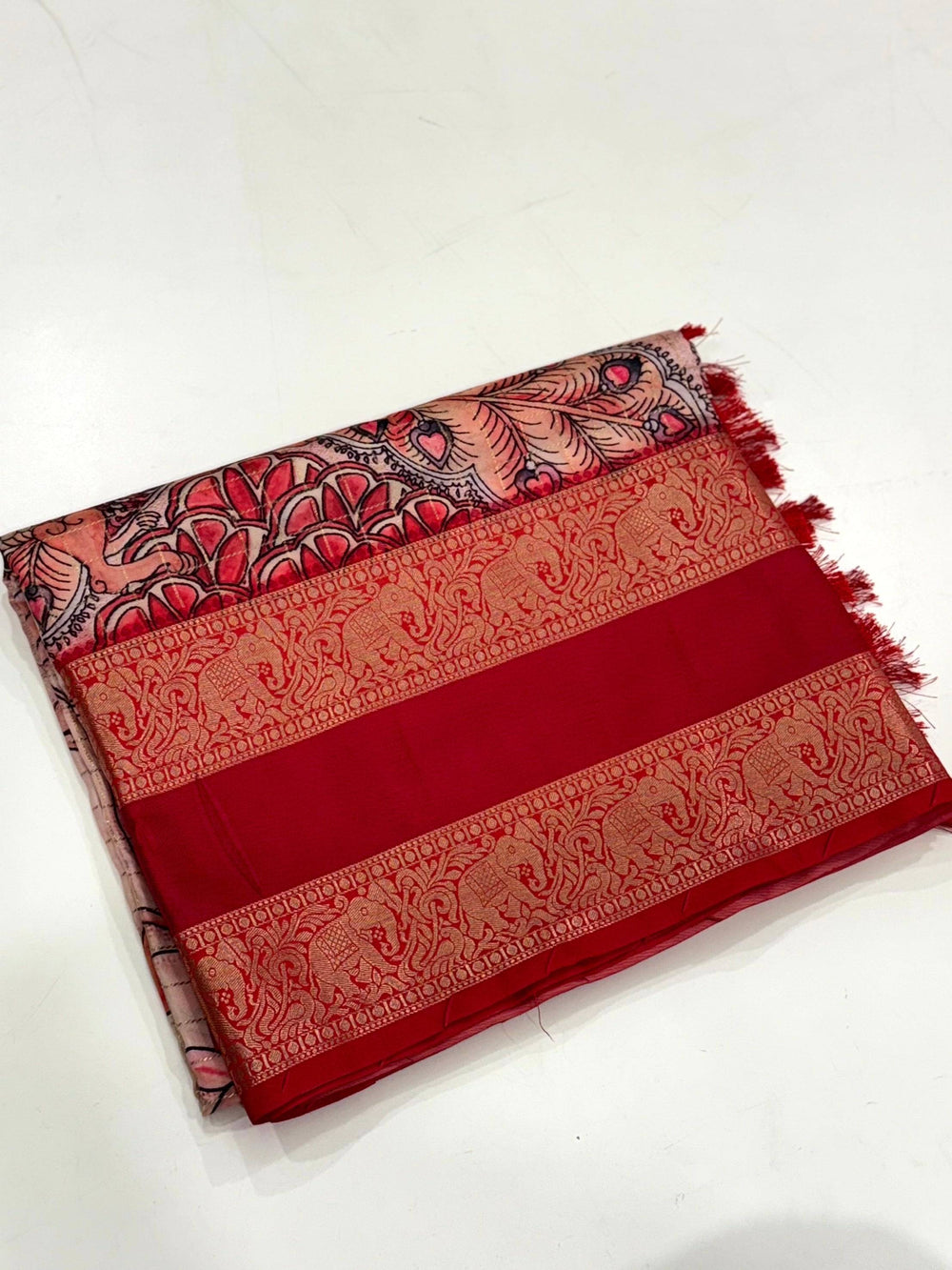 Ethereal Pink Kalamkari Printed Saree