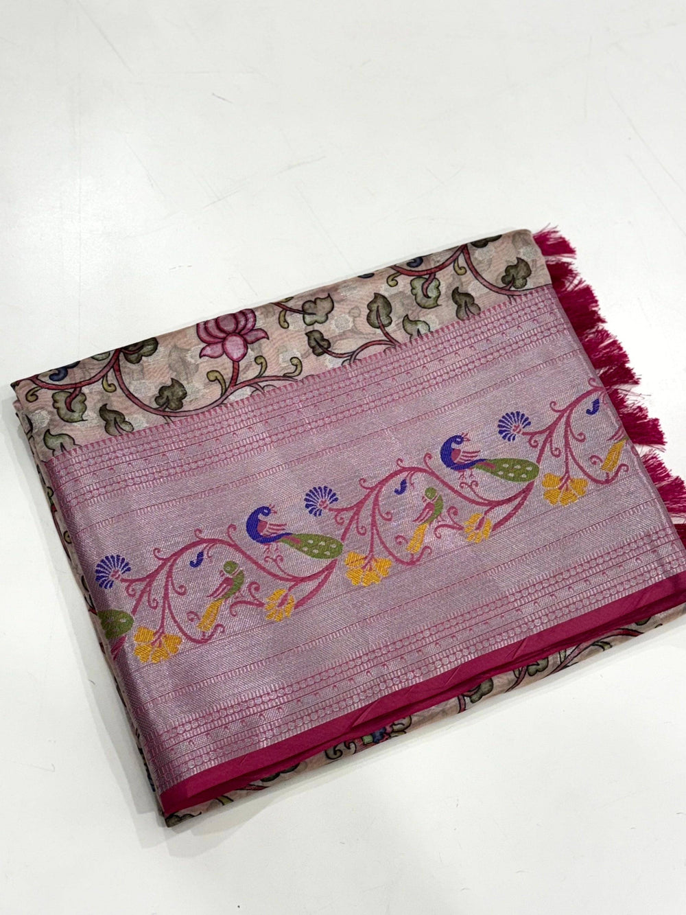 Pink Organza Tissue Saree
