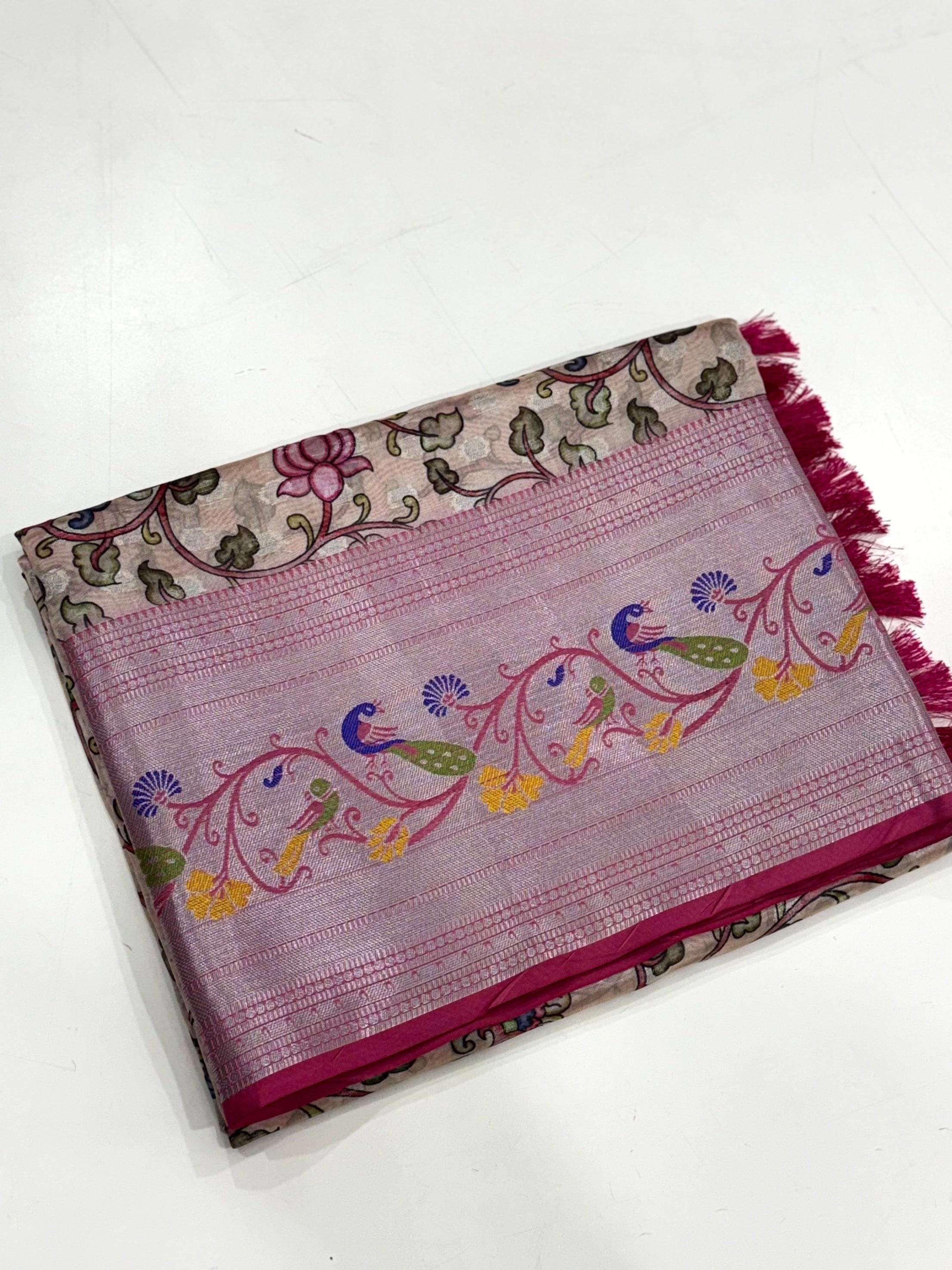 Pink Organza Tissue Saree