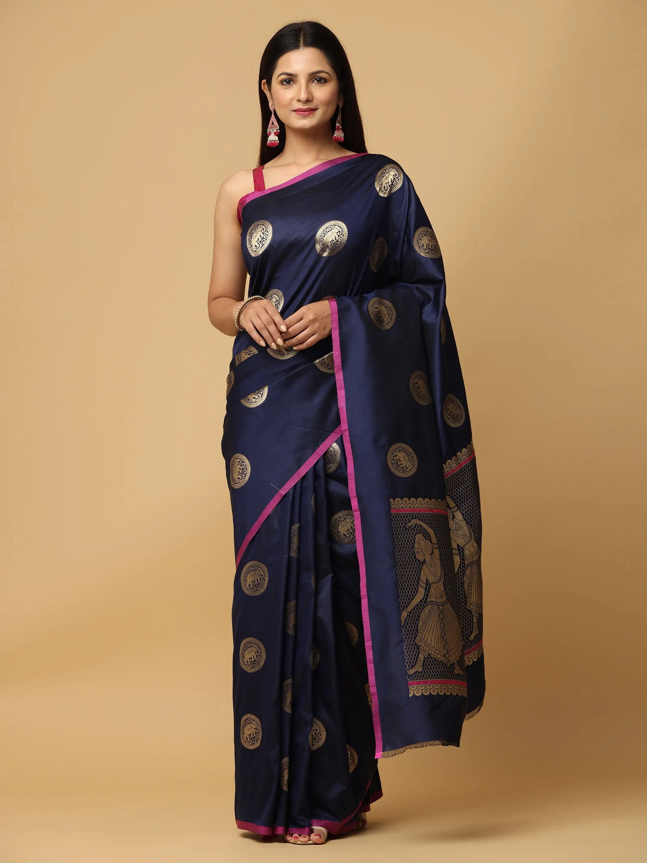 Pure Banarasi Katan Silk Kanchi Zari Weaving Saree