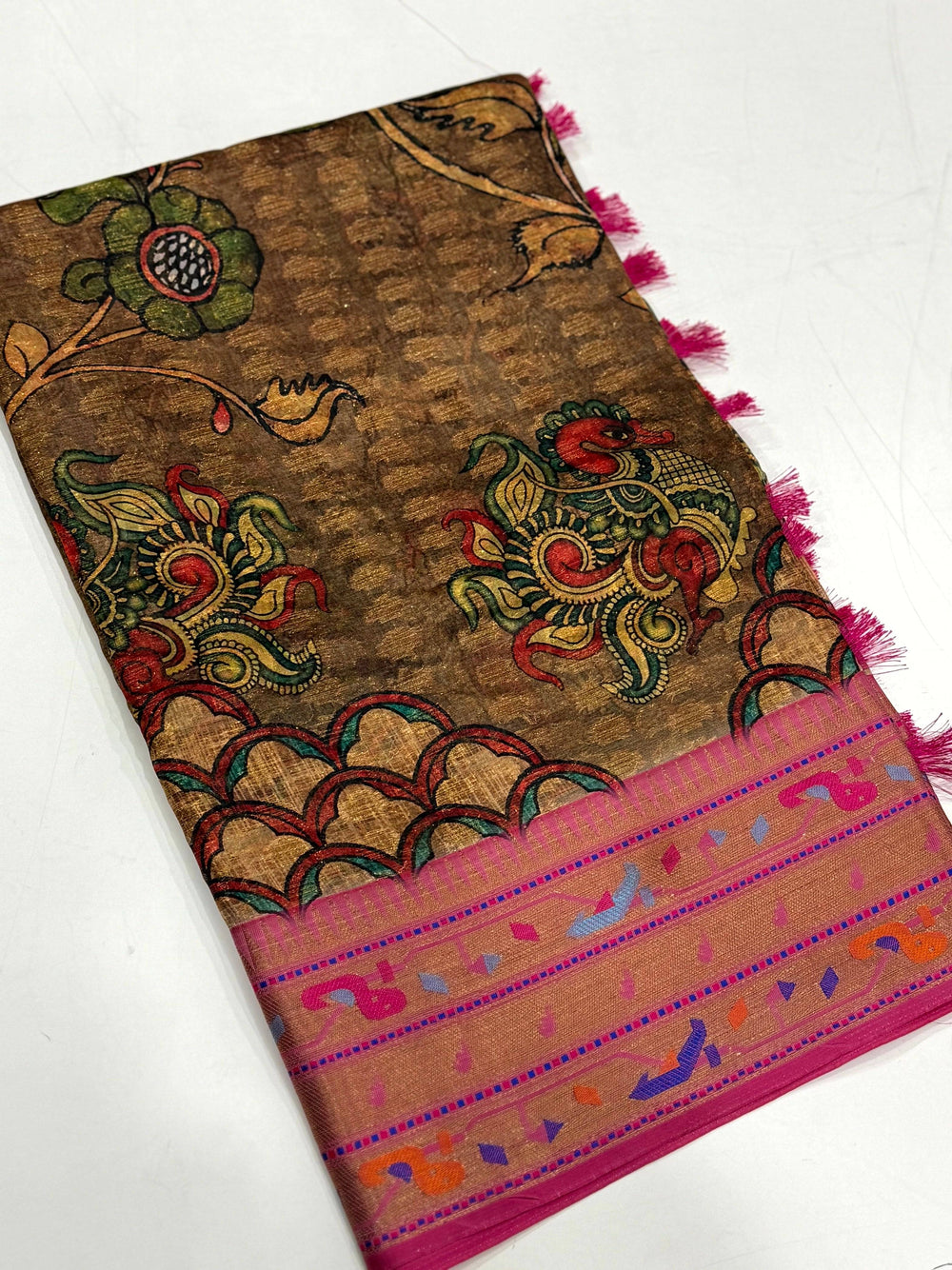 Heritage Kalamkari Printed Tissue Saree