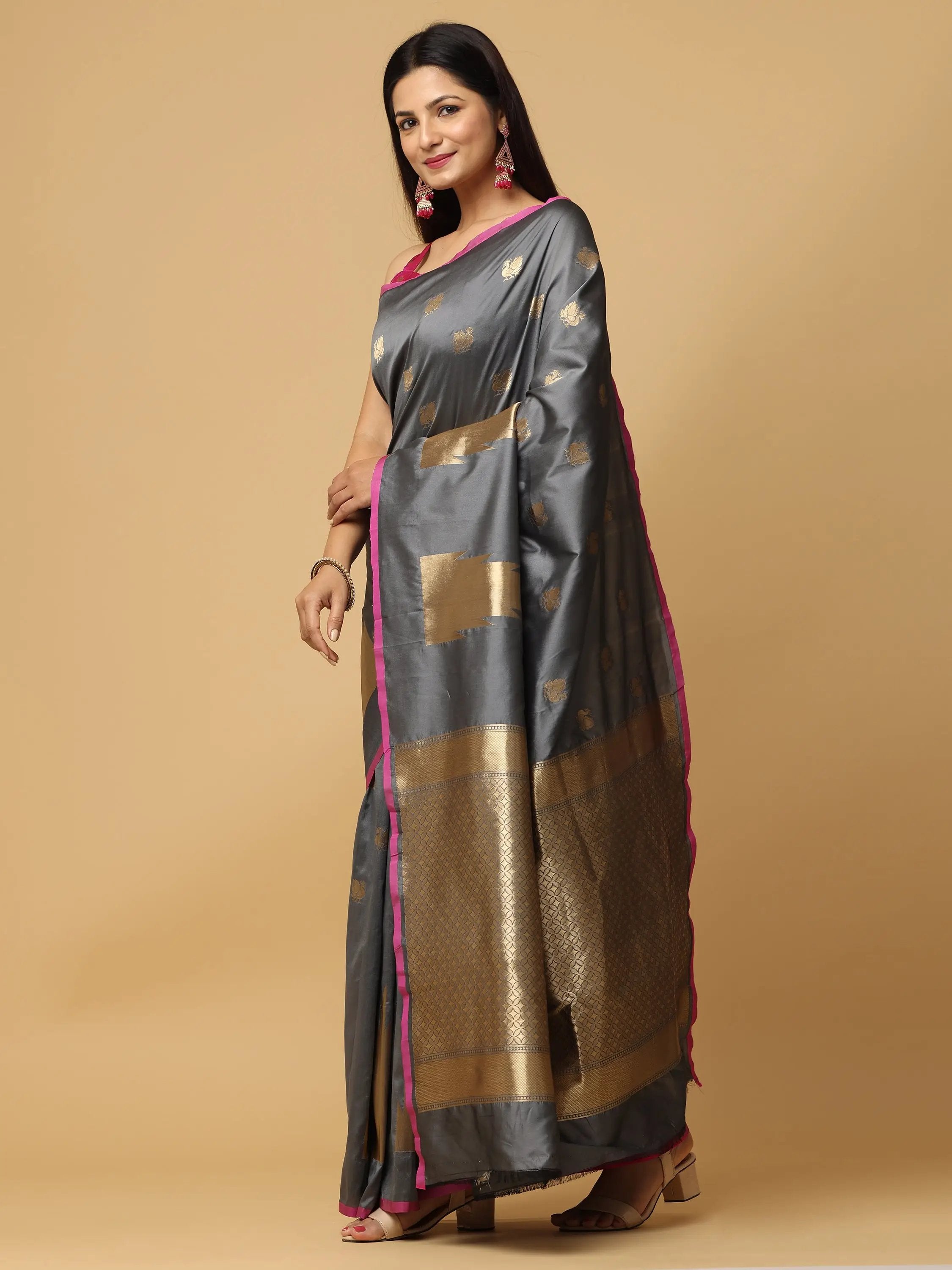 Pure Banarasi Katan Silk Kanchi Zari Weaving Saree