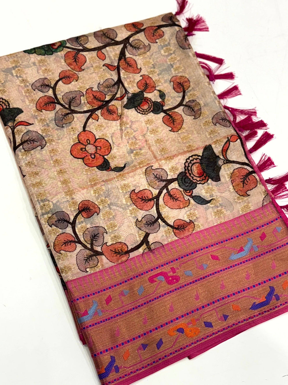 Elevate Kalamkari Printed Tissue Saree