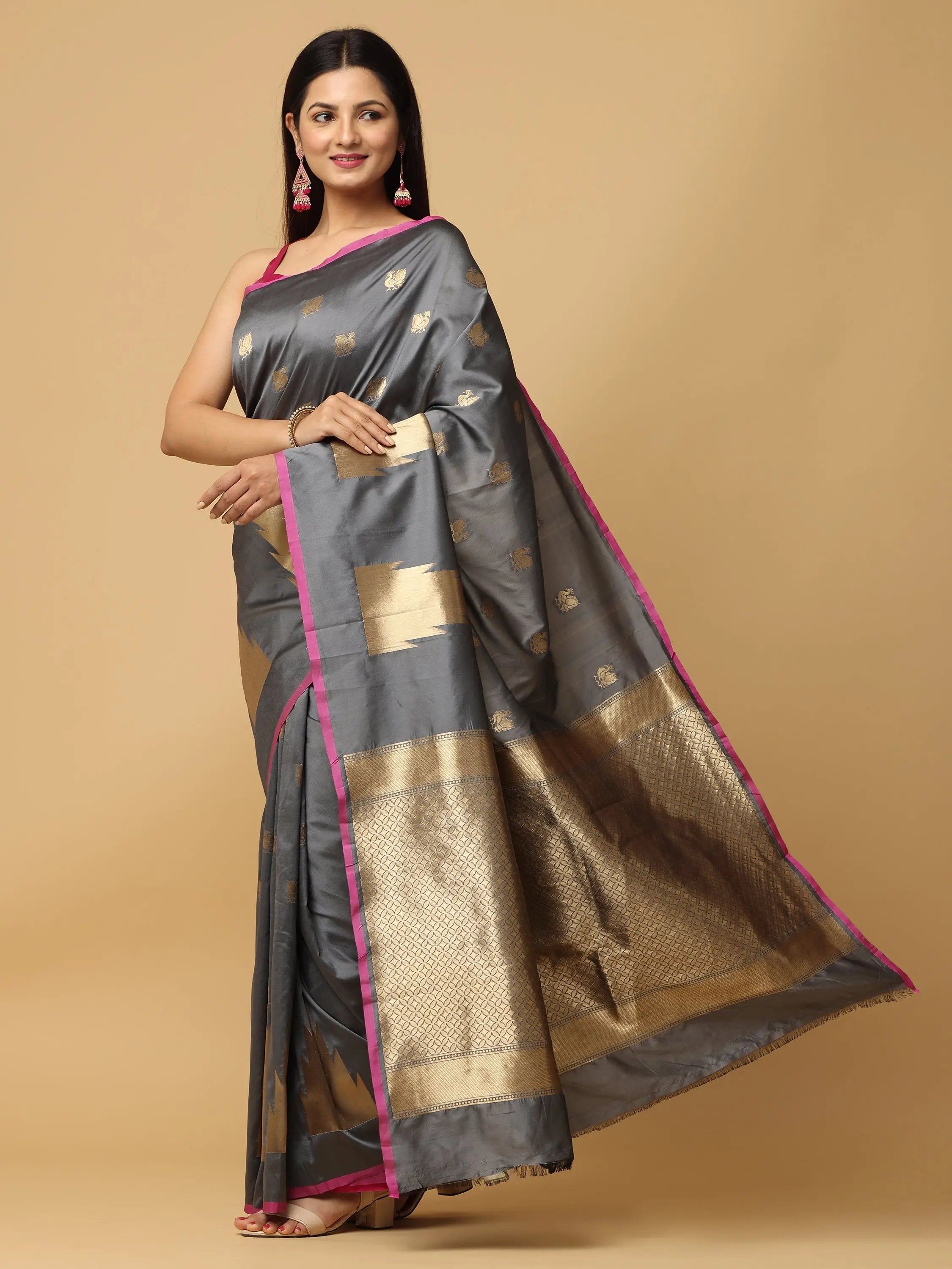 Pure Banarasi Katan Silk Kanchi Zari Weaving Saree