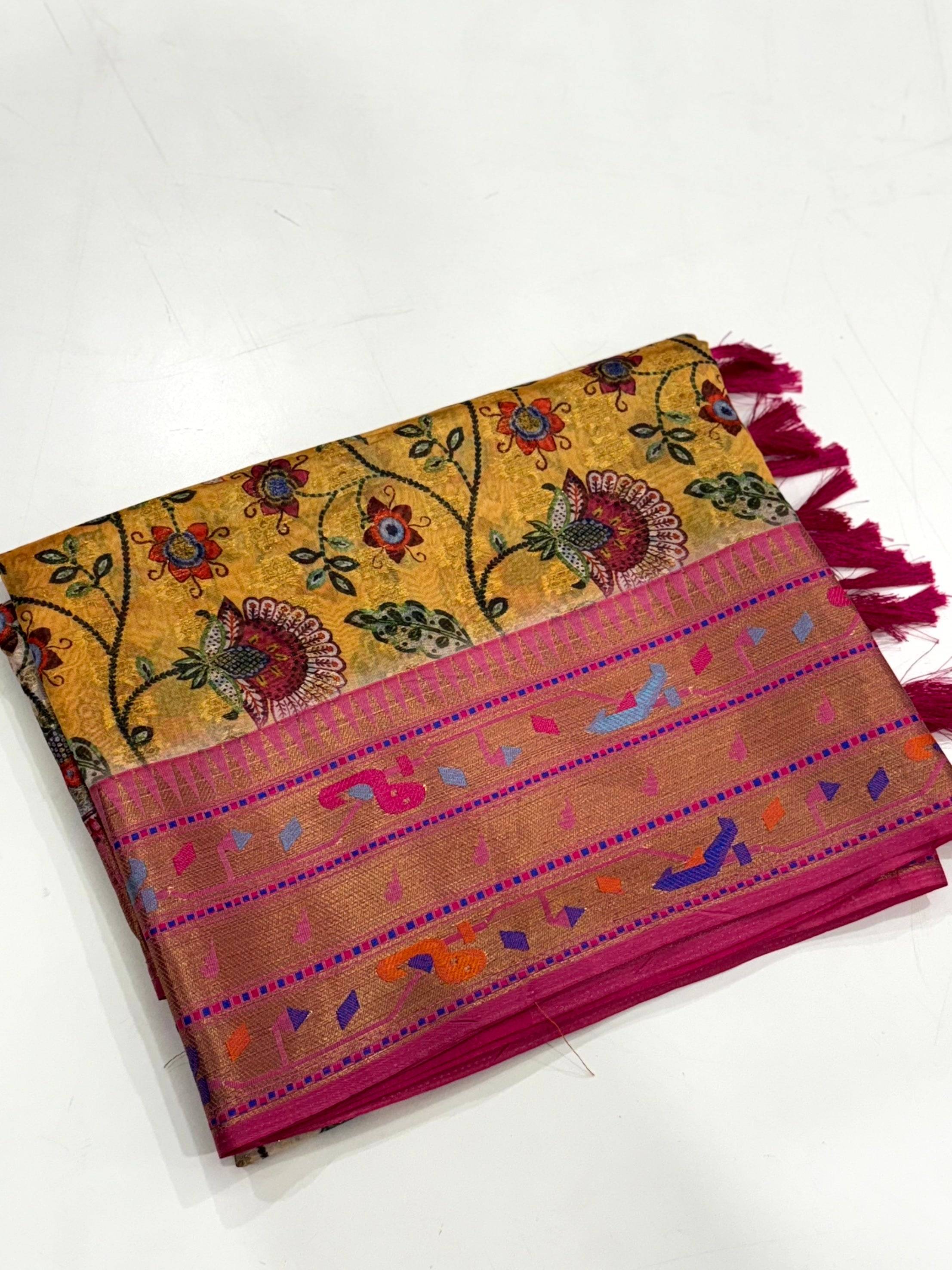 Radiance Kalamkari Printed Tissue Saree