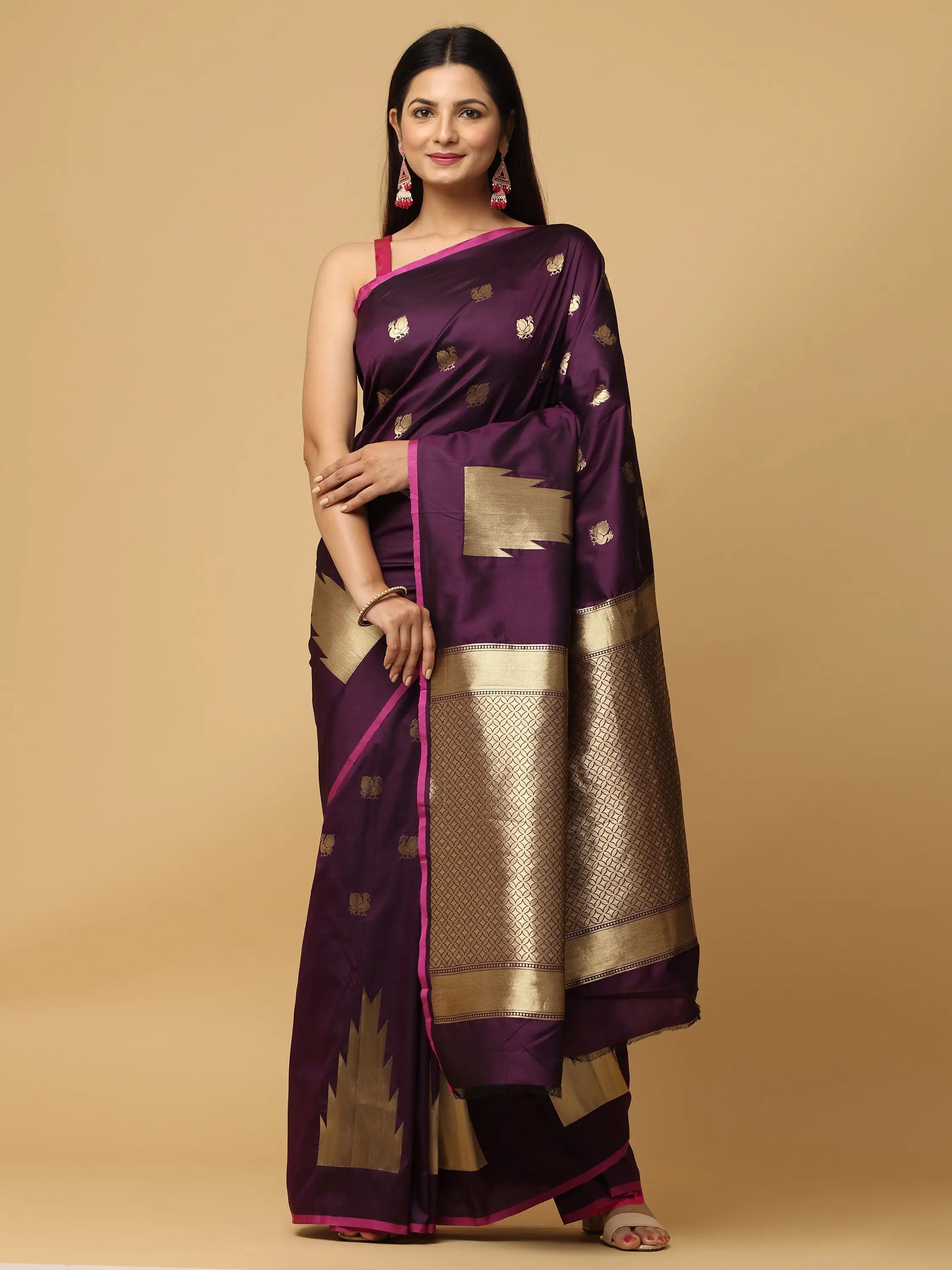 Pure Banarasi Katan Silk Kanchi Zari Weaving Saree