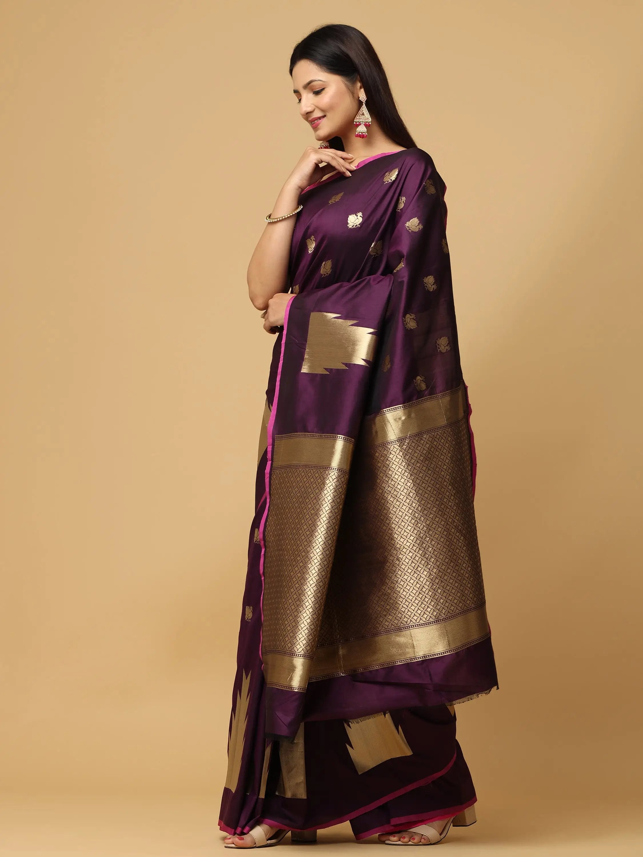 Pure Banarasi Katan Silk Kanchi Zari Weaving Saree