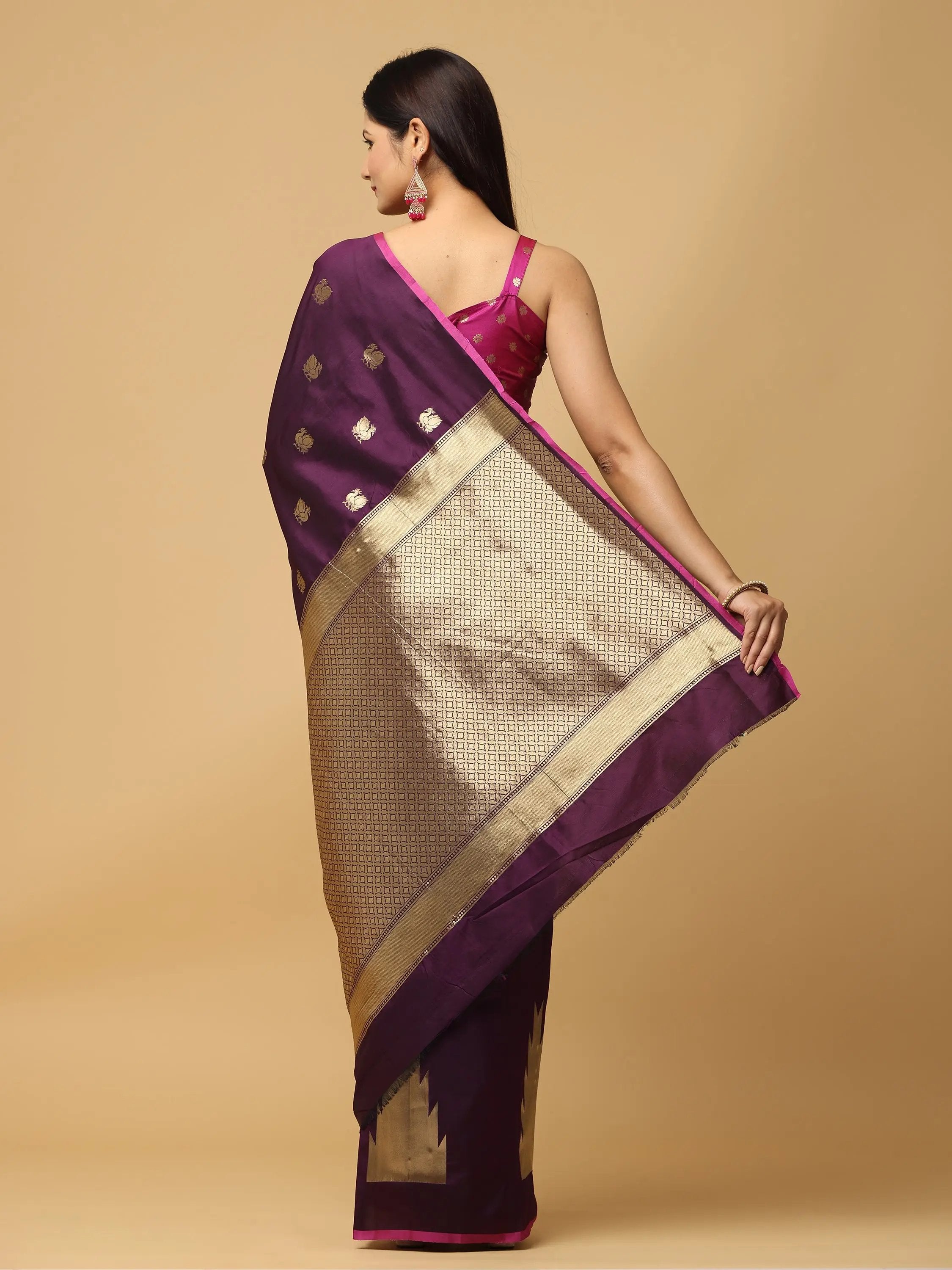 Pure Banarasi Katan Silk Kanchi Zari Weaving Saree