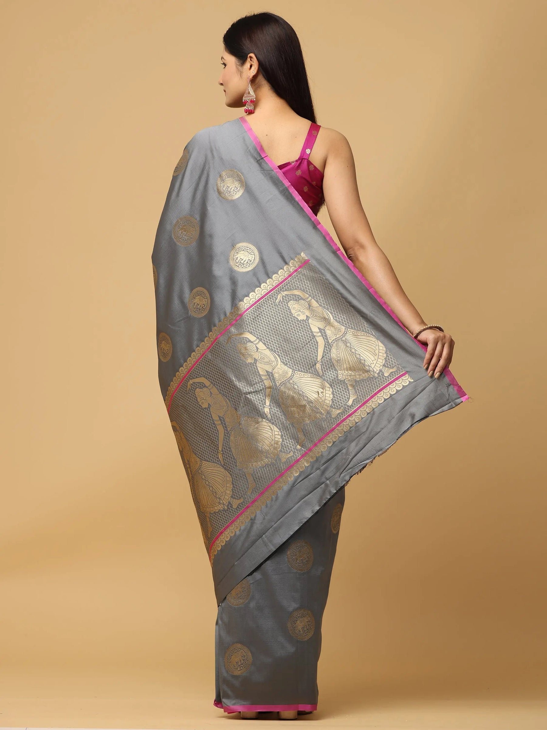 Pure Banarasi Katan Silk Kanchi Zari Weaving Saree
