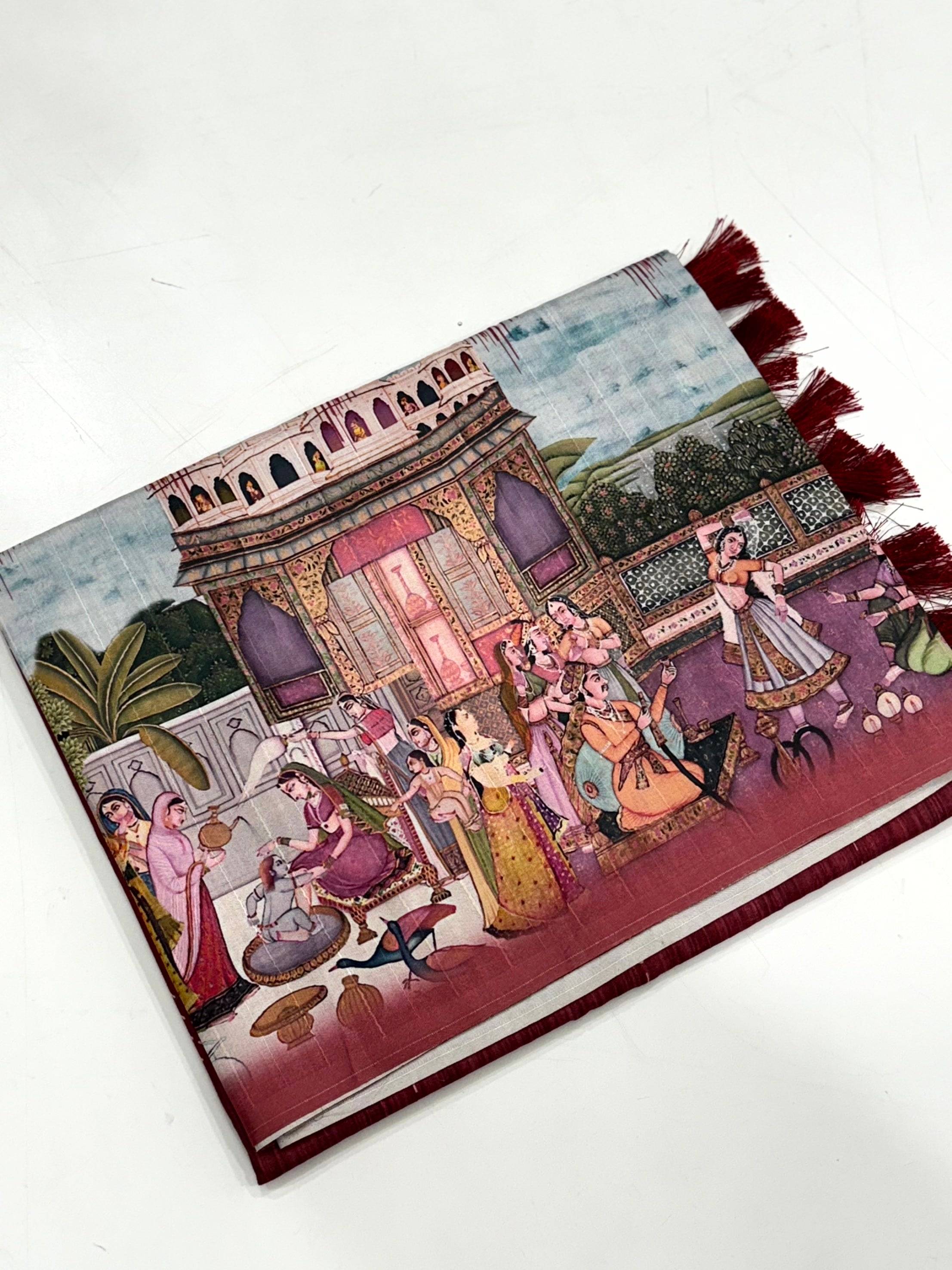 Maroon Kalamkari Digital Printed Saree