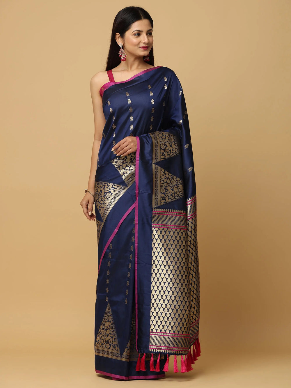 Pure Banarasi Katan Silk Kanchi Zari Weaving Saree