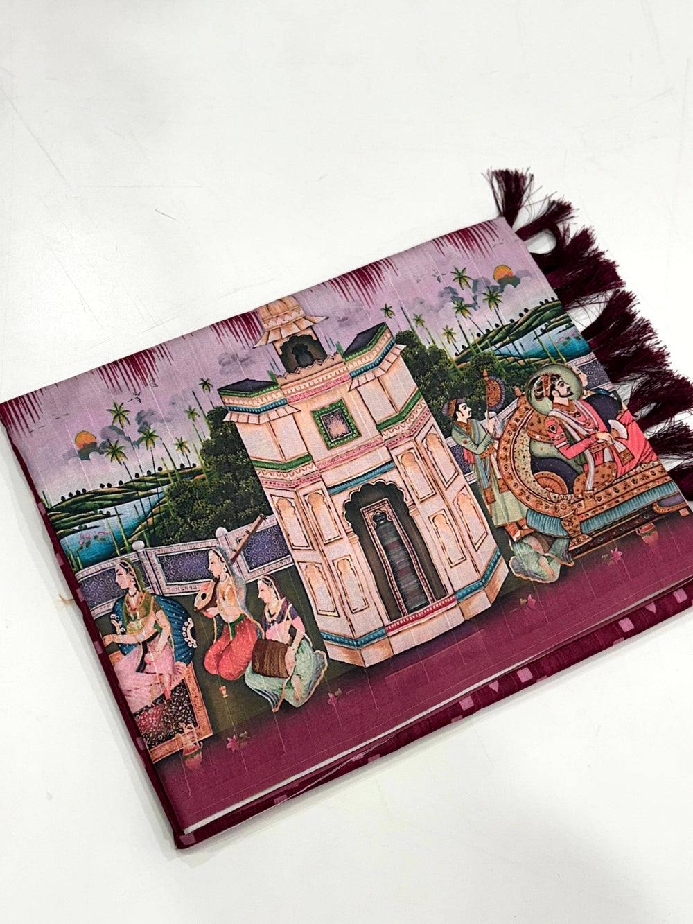 Magenta Kalamkari Digital Printed Saree