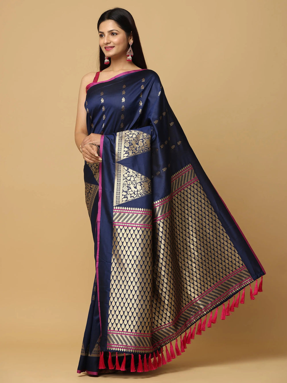 Pure Banarasi Katan Silk Kanchi Zari Weaving Saree
