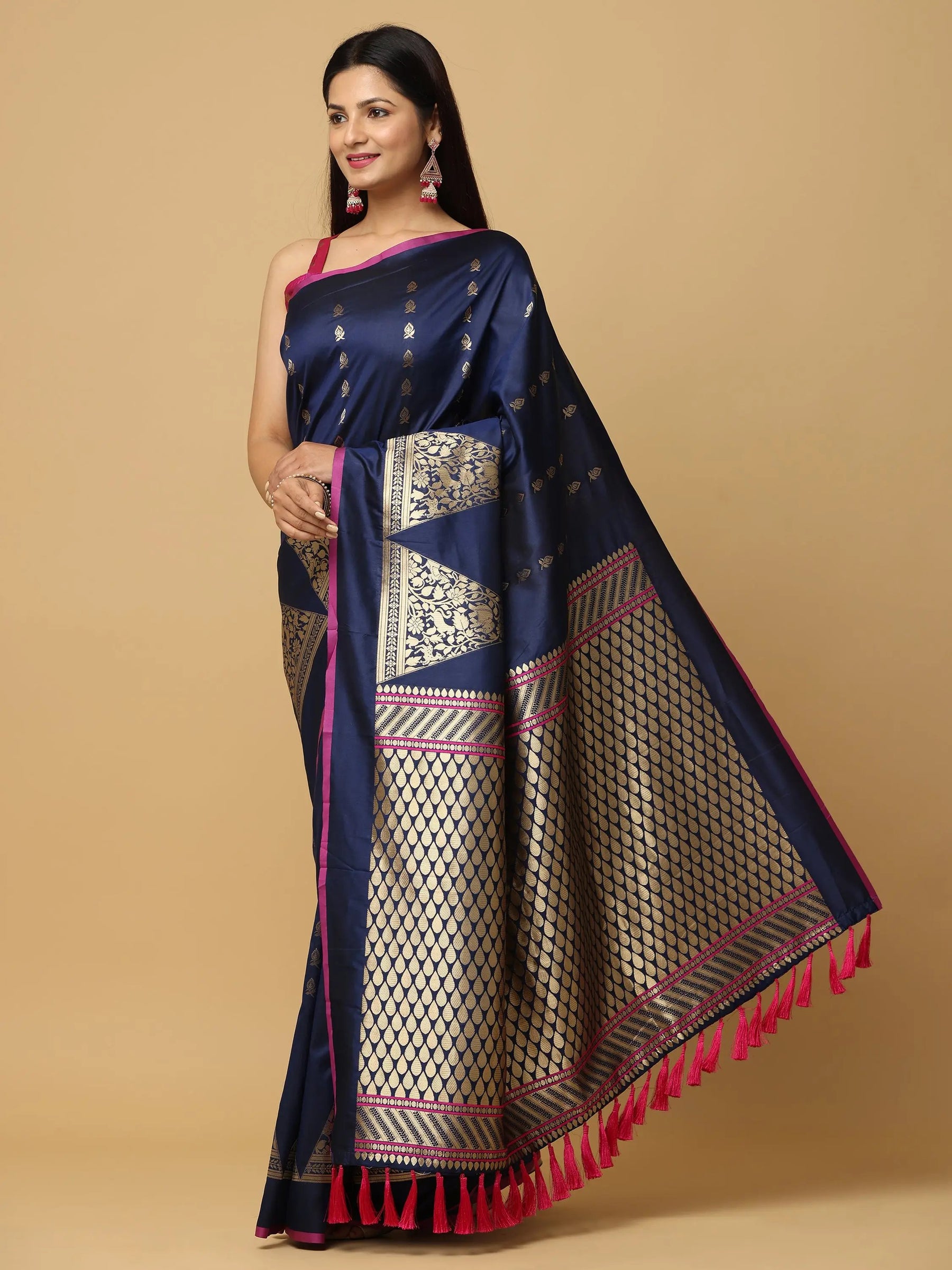 Pure Banarasi Katan Silk Kanchi Zari Weaving Saree