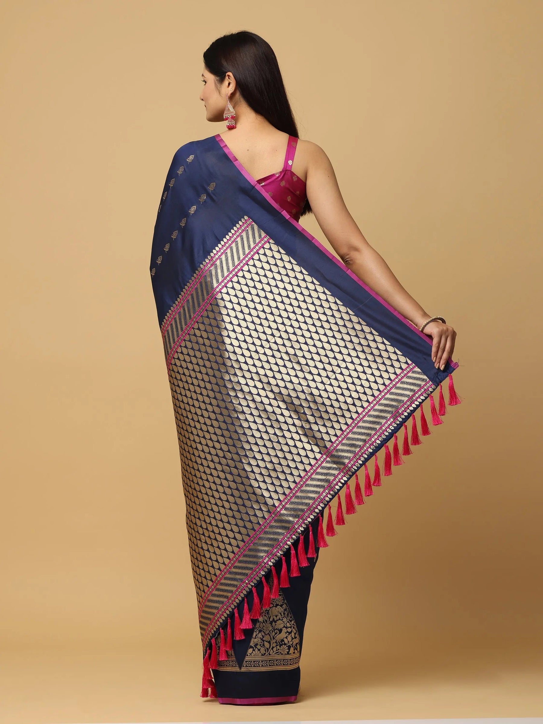 Pure Banarasi Katan Silk Kanchi Zari Weaving Saree