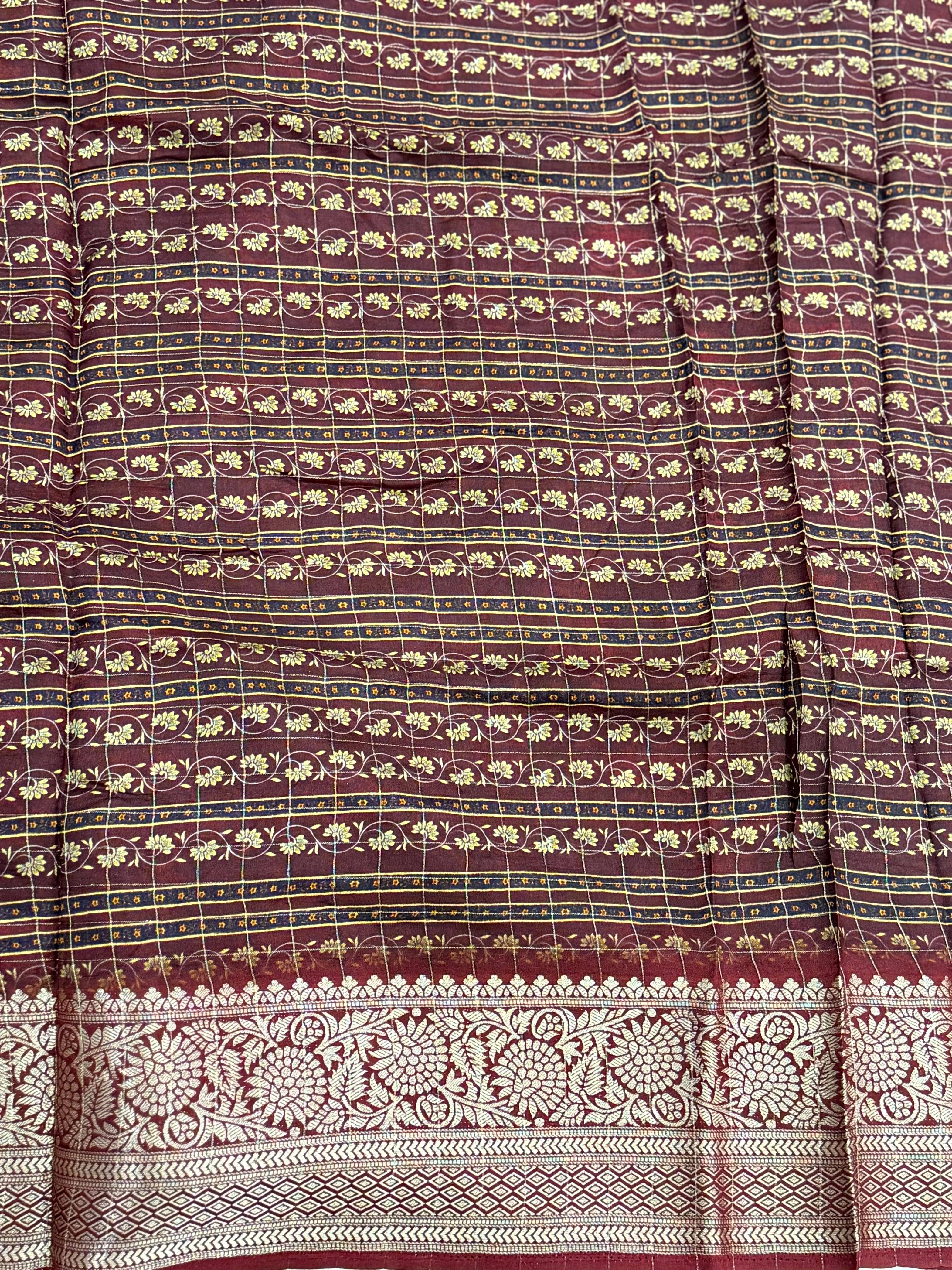 Deep Maroon Pure Viscose Kalalmkari Print Saree
