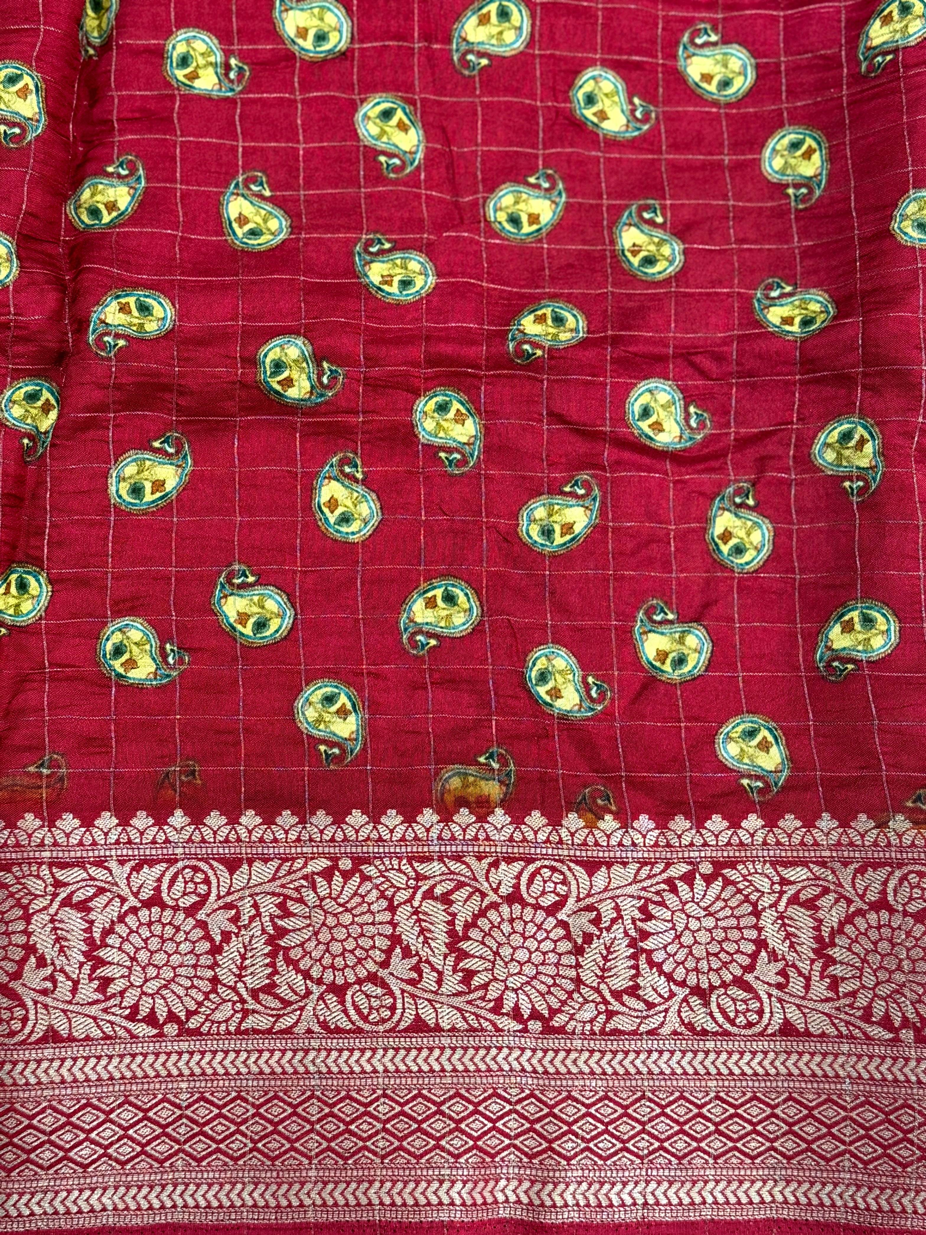 Maroon Pure Viscose Kalalmkari Print Saree