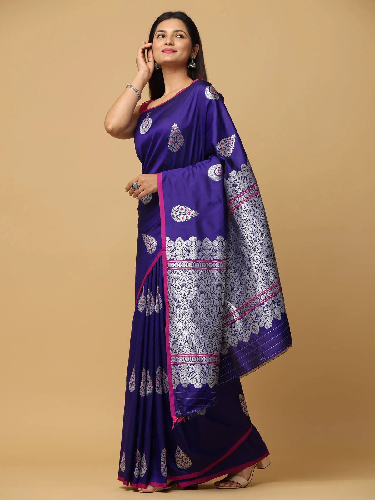 Pure Banarasi Katan Silk Kanchi Zari Weaving Saree