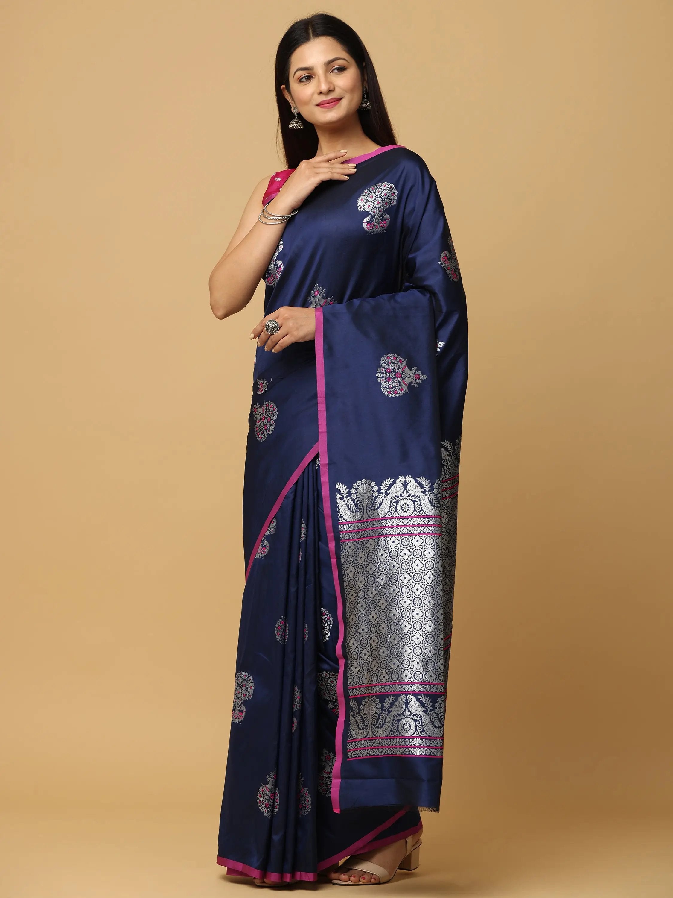 Pure Banarasi Katan Silk Kanchi Zari Weaving Saree