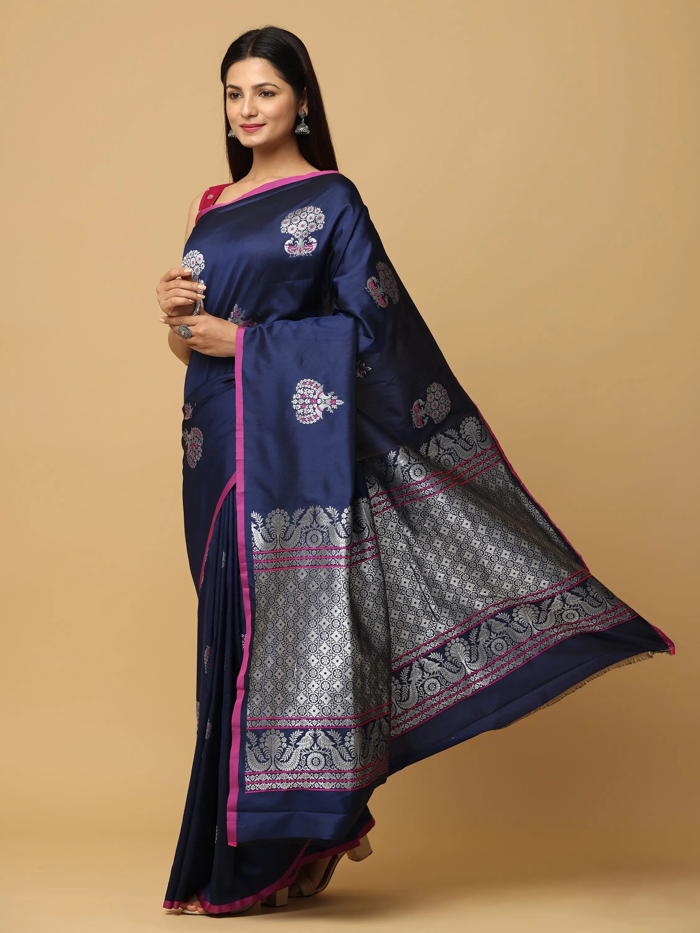 Pure Banarasi Katan Silk Kanchi Zari Weaving Saree