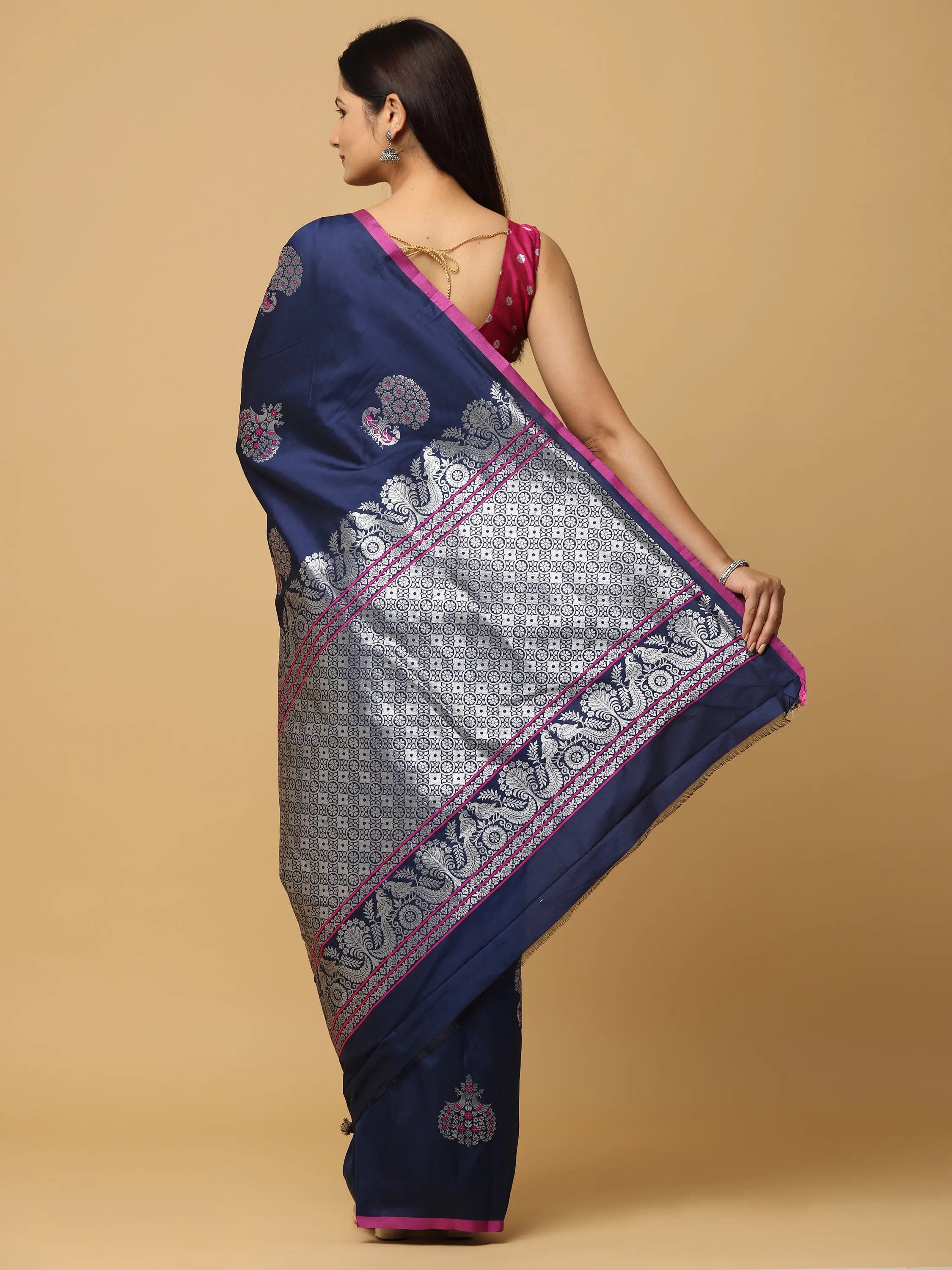 Pure Banarasi Katan Silk Kanchi Zari Weaving Saree