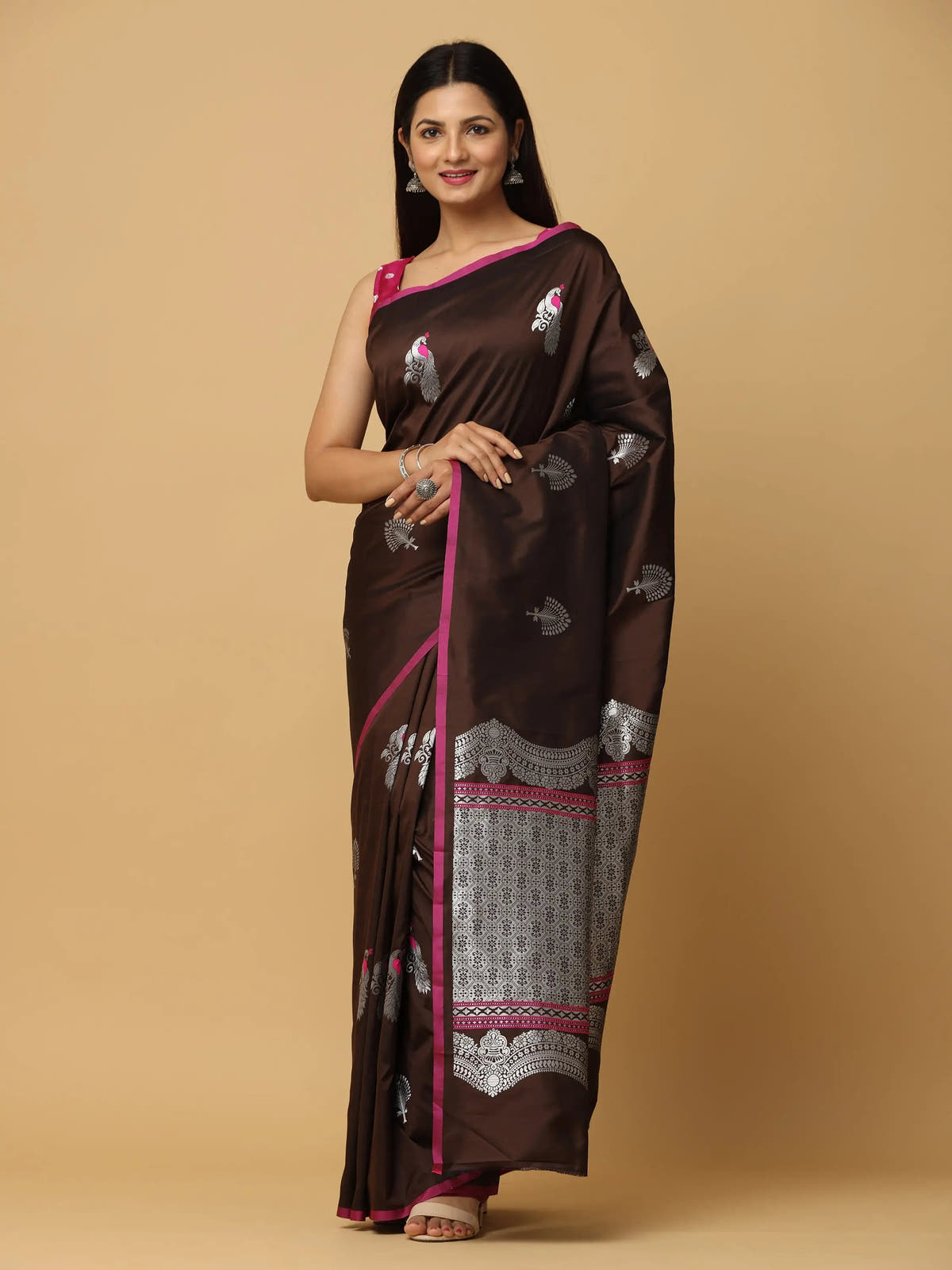 Pure Banarasi Katan Silk Kanchi Zari Weaving Saree