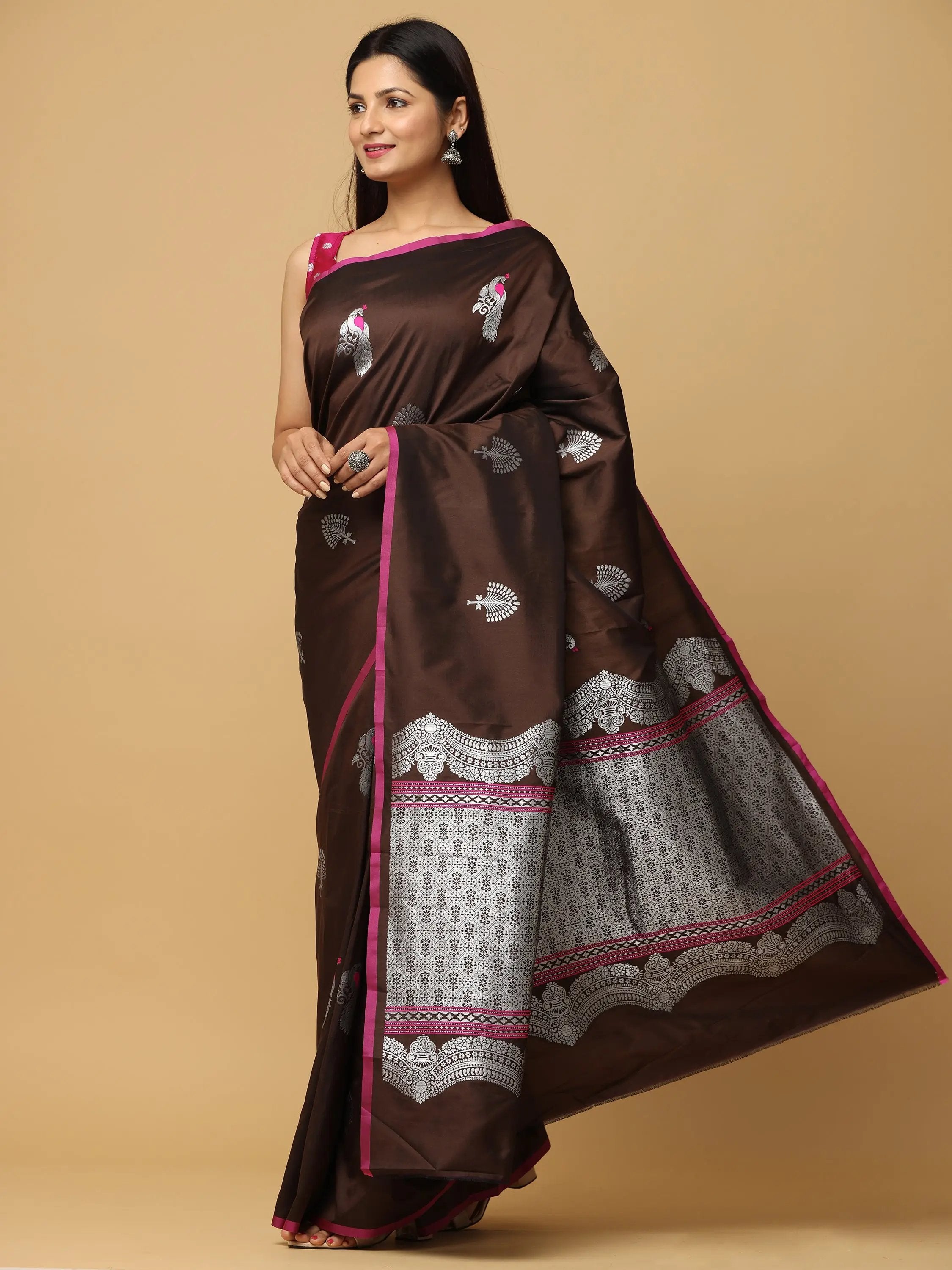 Pure Banarasi Katan Silk Kanchi Zari Weaving Saree