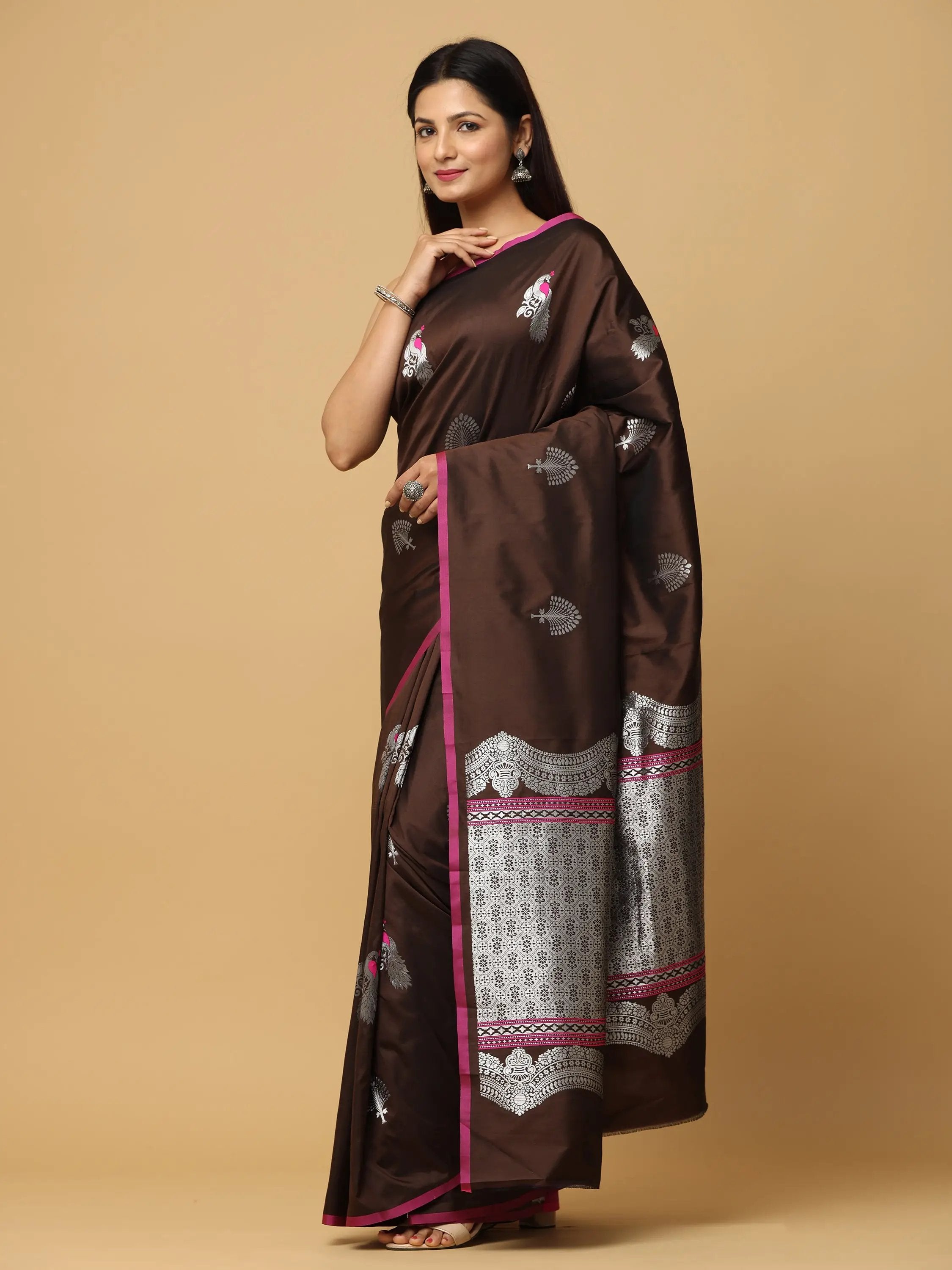 Pure Banarasi Katan Silk Kanchi Zari Weaving Saree