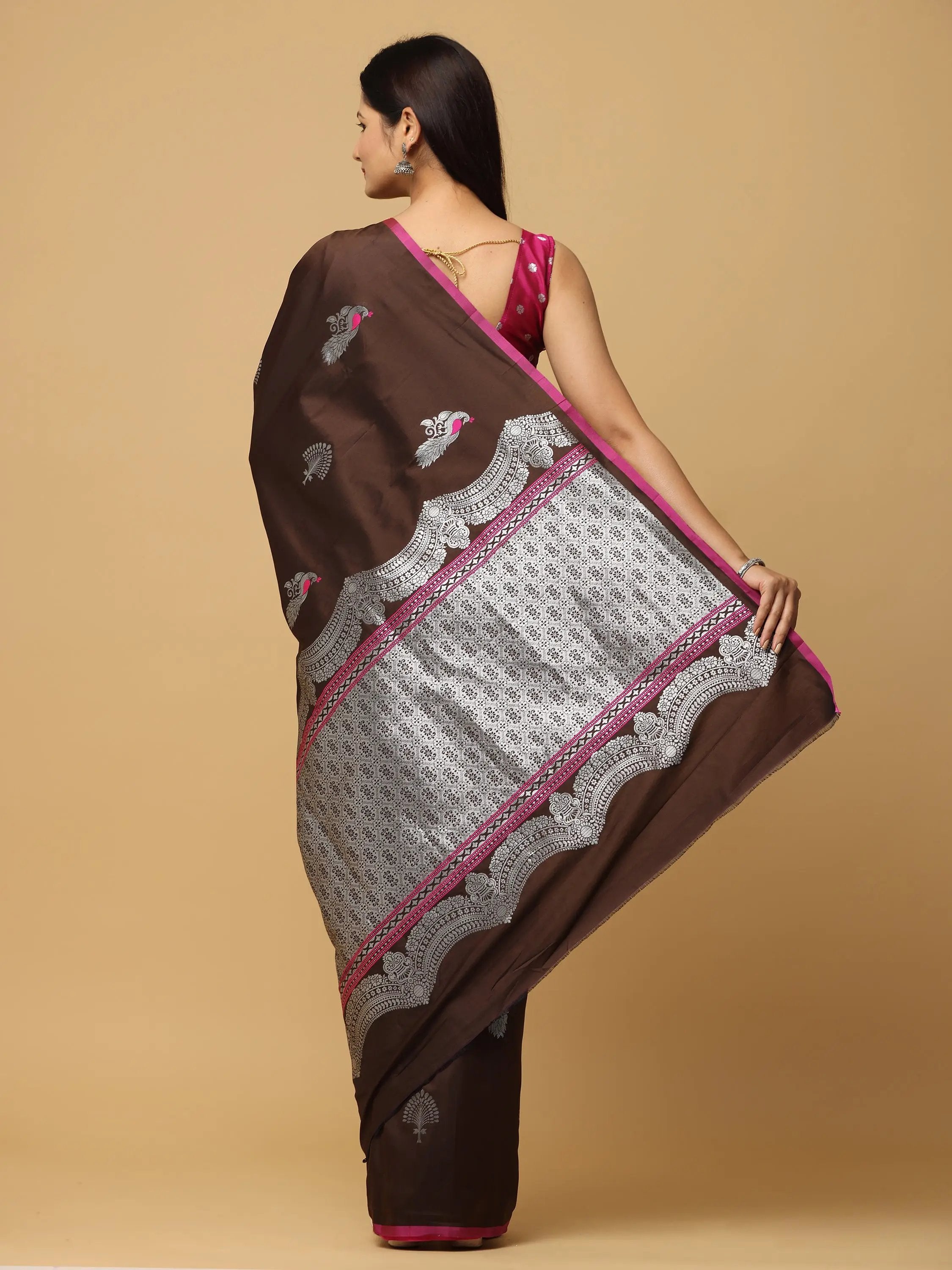 Pure Banarasi Katan Silk Kanchi Zari Weaving Saree