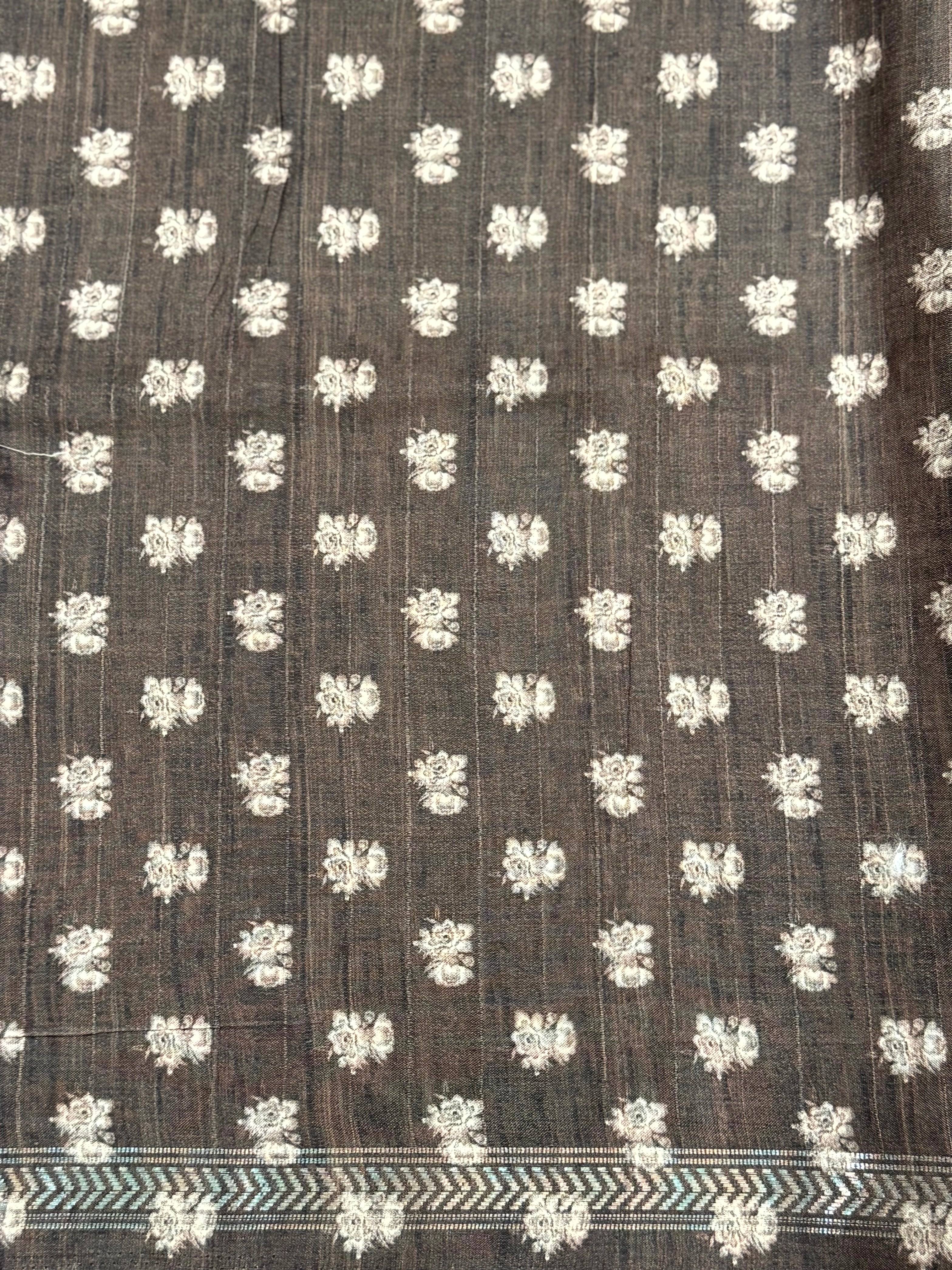 Coffee Brown Geometric Ghicha Silk Saree