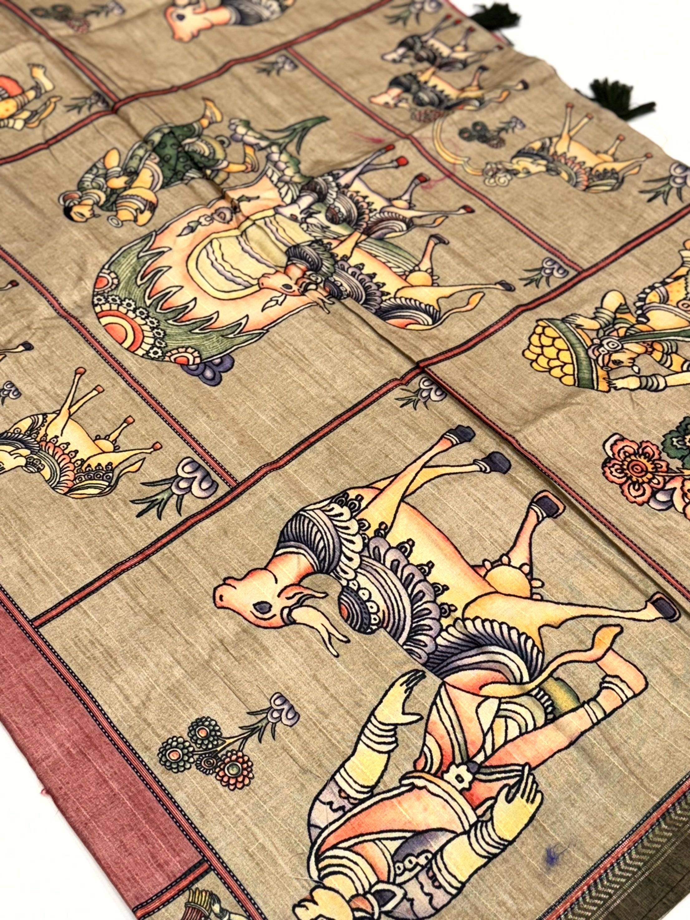 Dusty Pink Digital Kalamkari Printed Saree