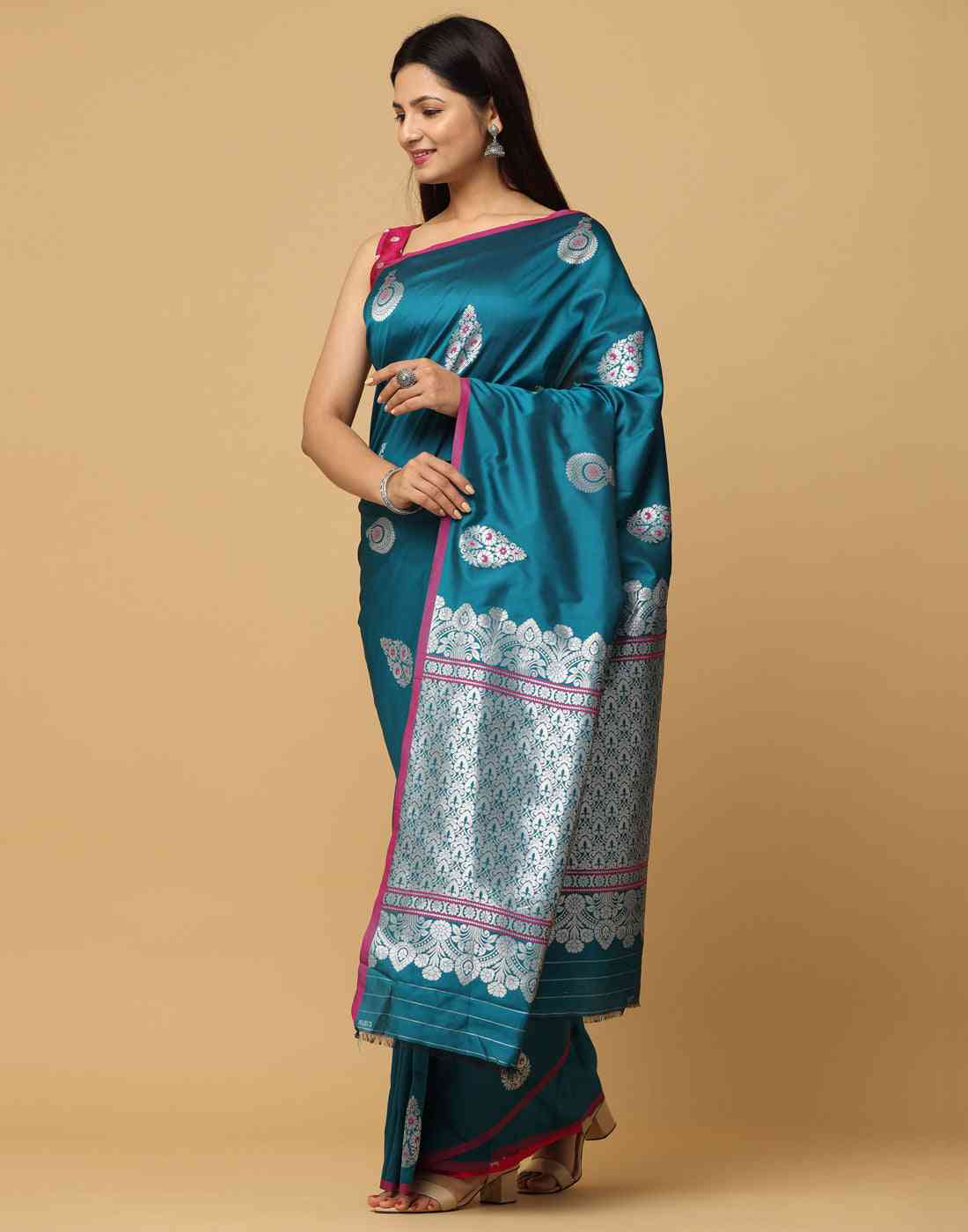 Pure Banarasi Katan Silk Kanchi Zari Weaving Saree