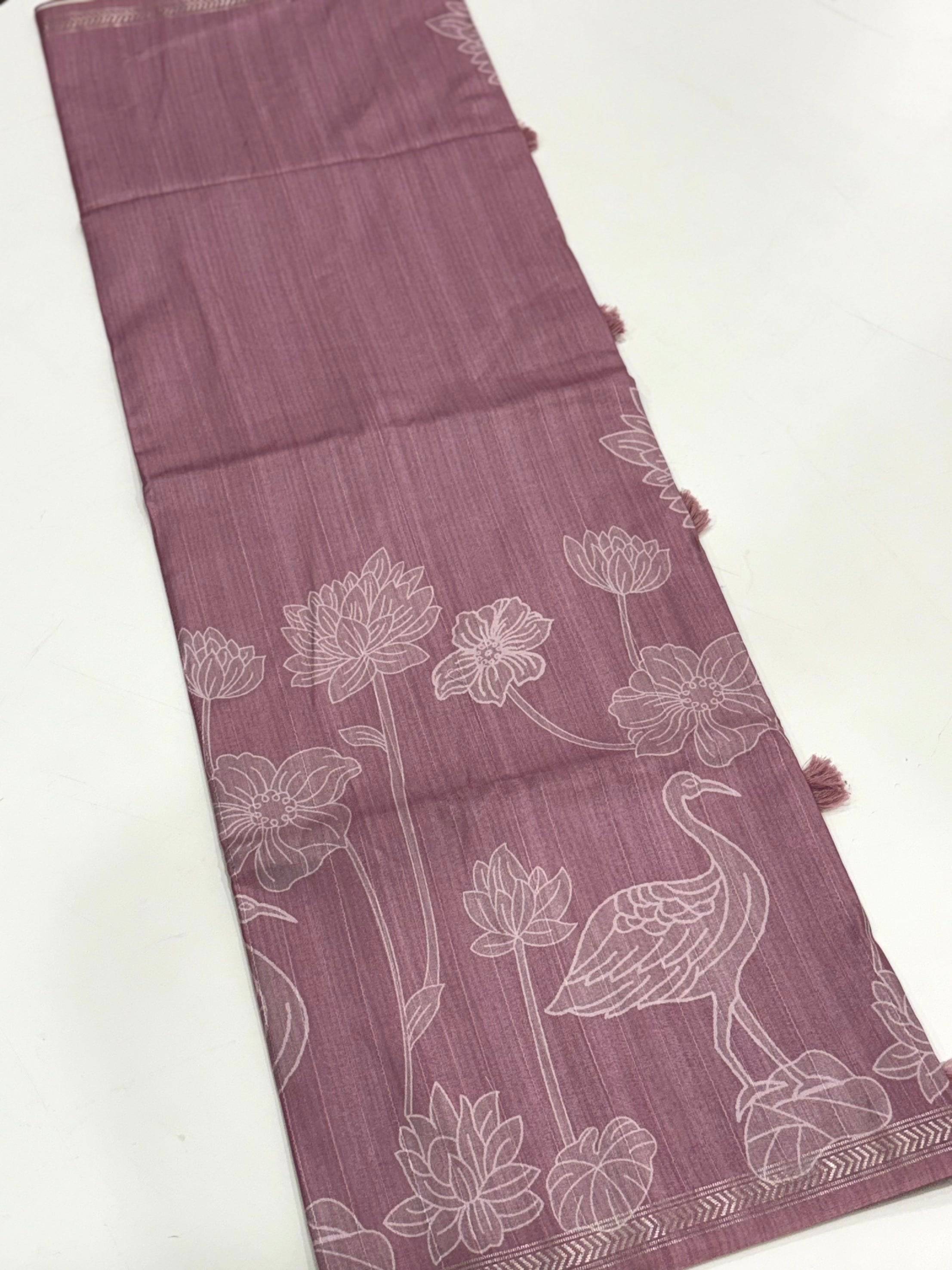 Tussar Ghicha Silk Floral Patchwork Saree