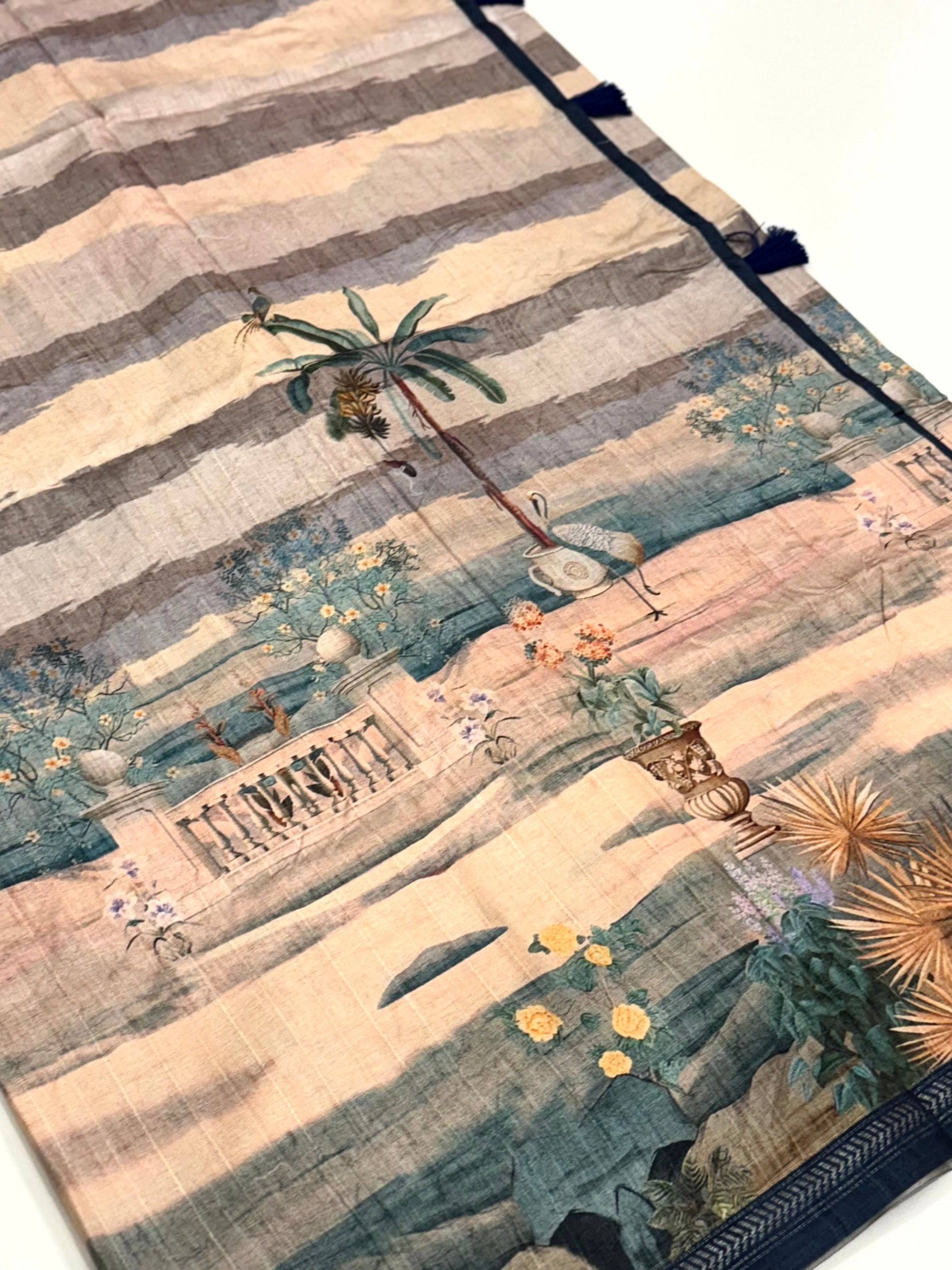 Artistry Tussar Ghicha Silk Art Work Saree