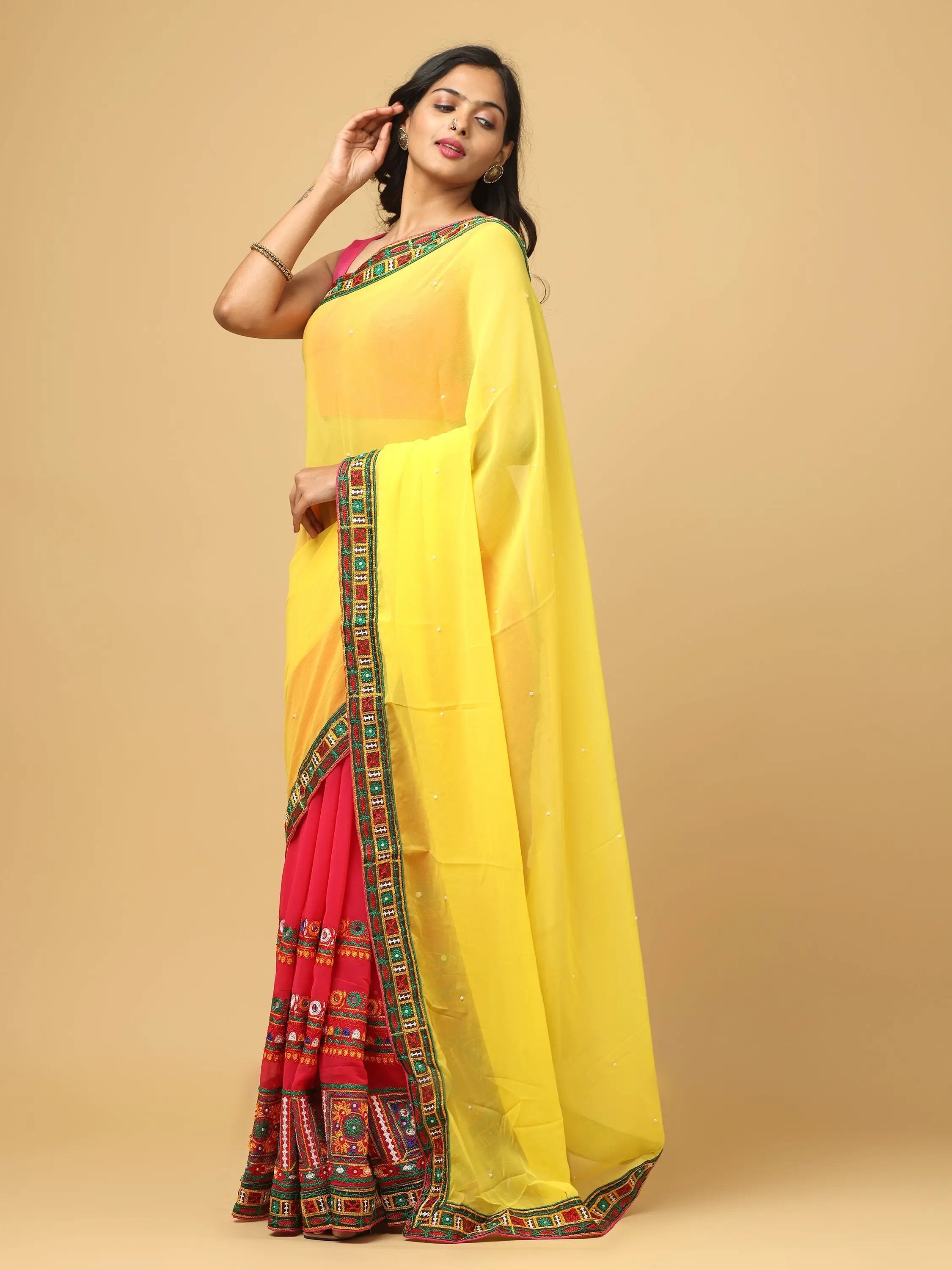 Royal Katchi Embroidery Festive Wear Saree