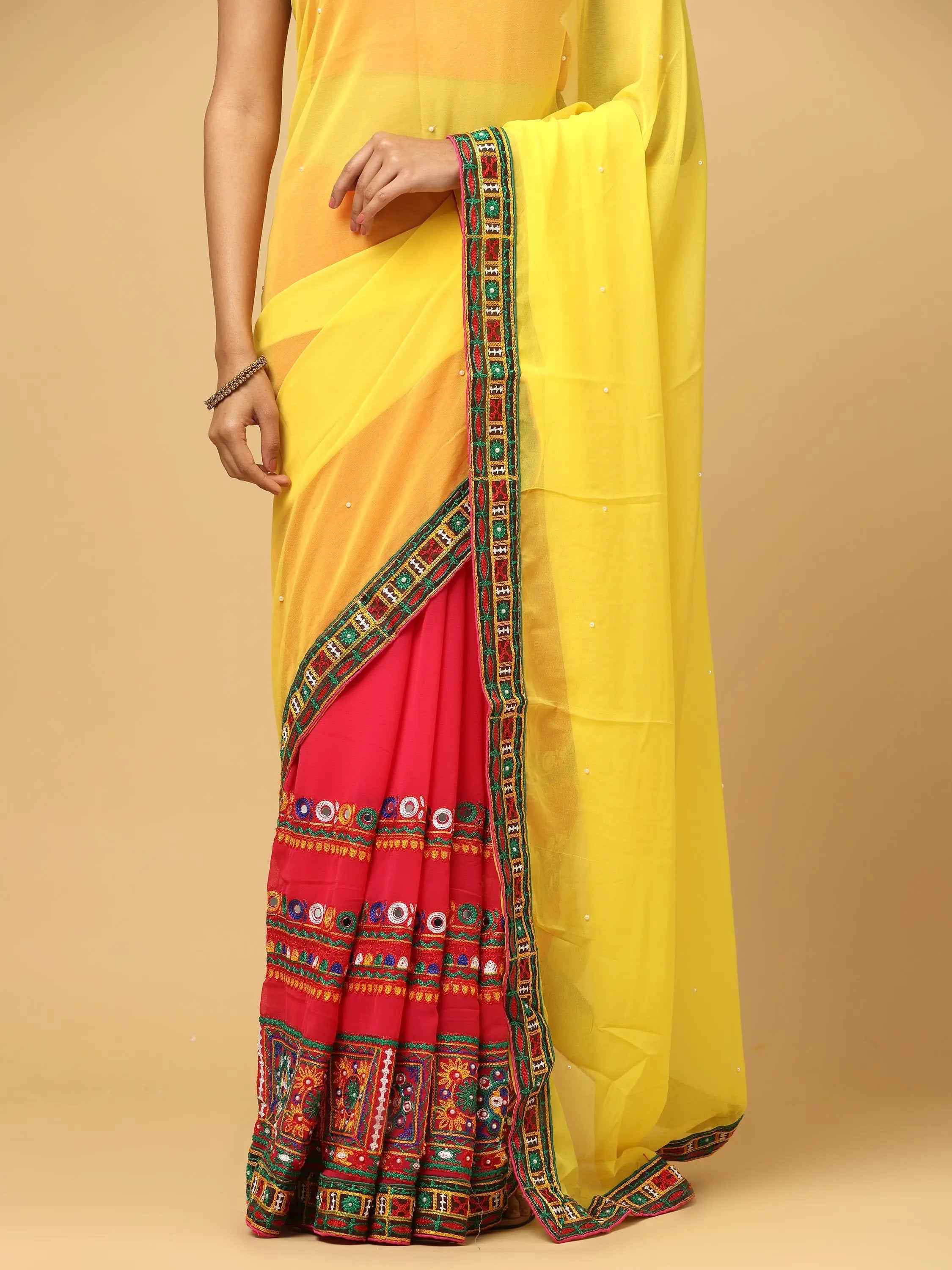 Royal Katchi Embroidery Festive Wear Saree