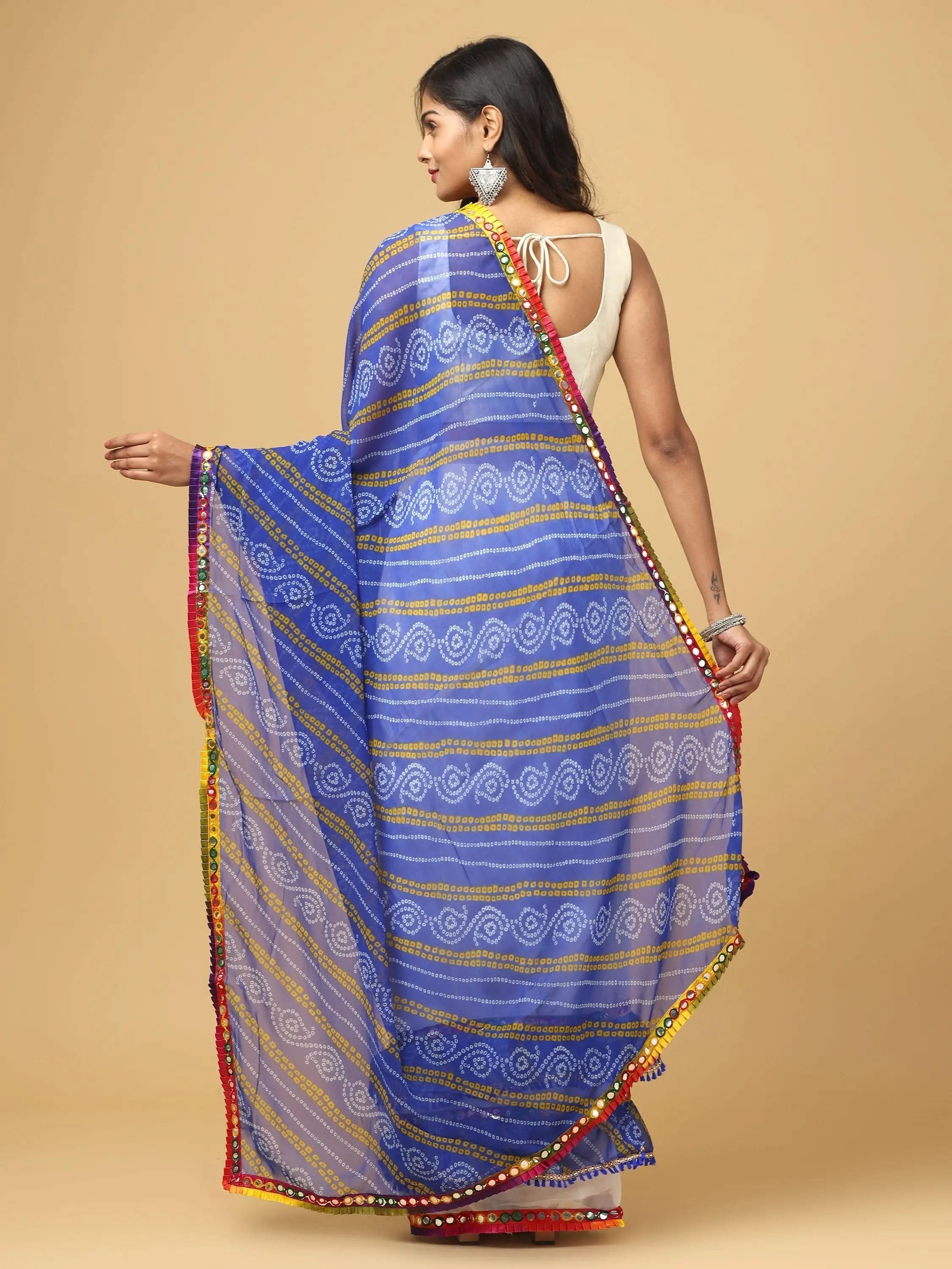 Soft Georgette Bandhej Print Ruffle Party Wear Saree