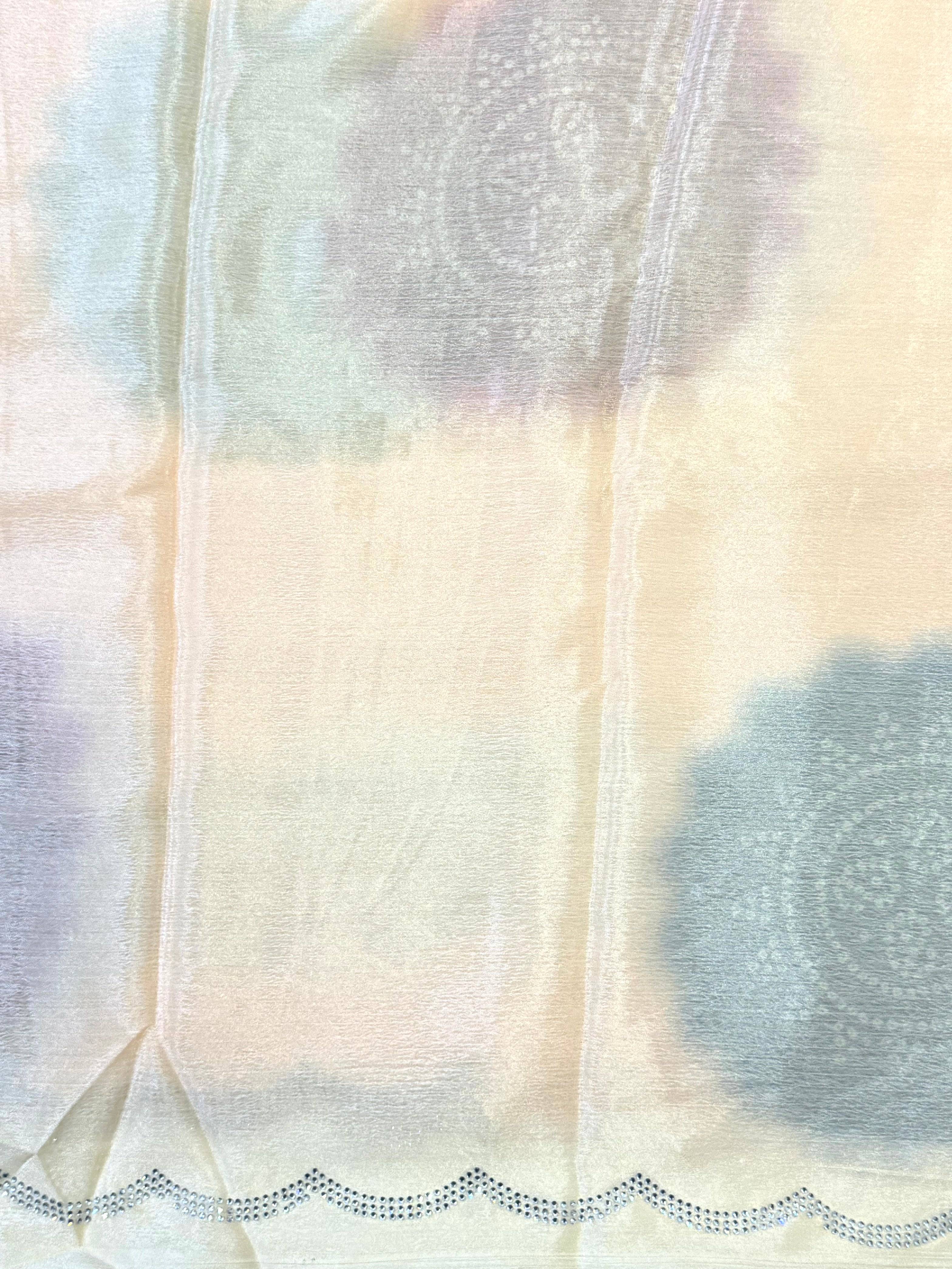 Regal Chiffon Bandhej Swarovski Saree