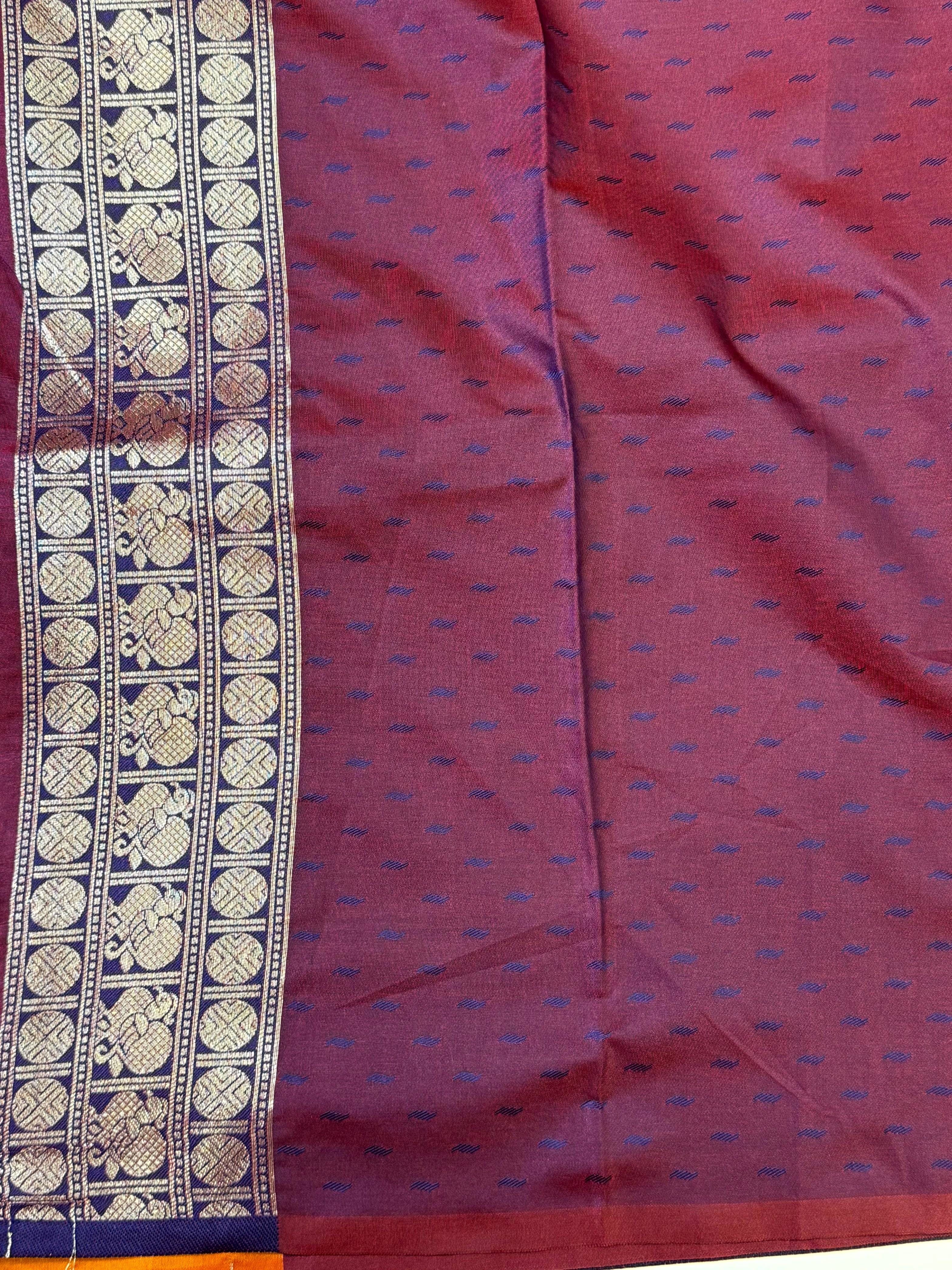 Fenta Orange Gadwal Pattu Saree