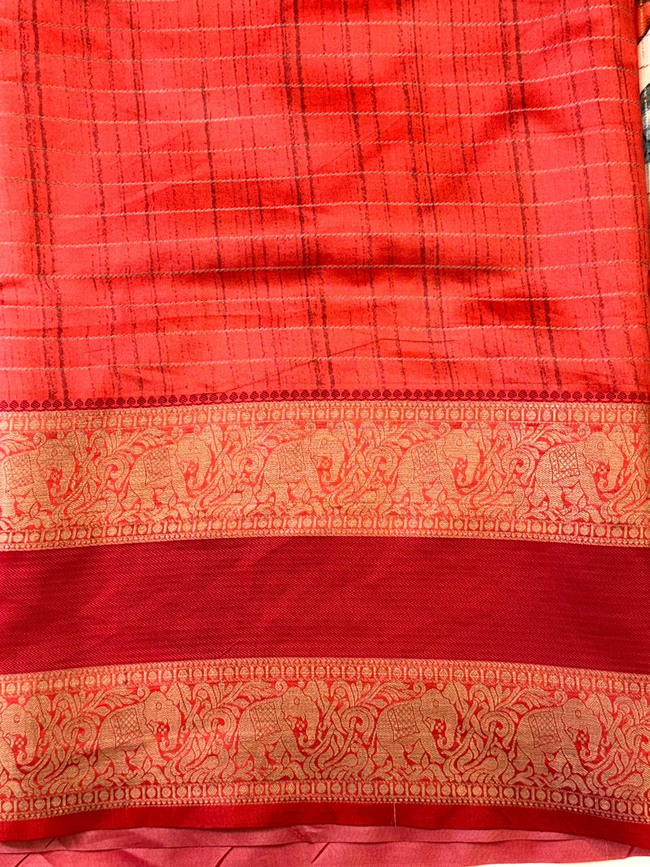 Cream Fish Kalamkari Gadwal Saree