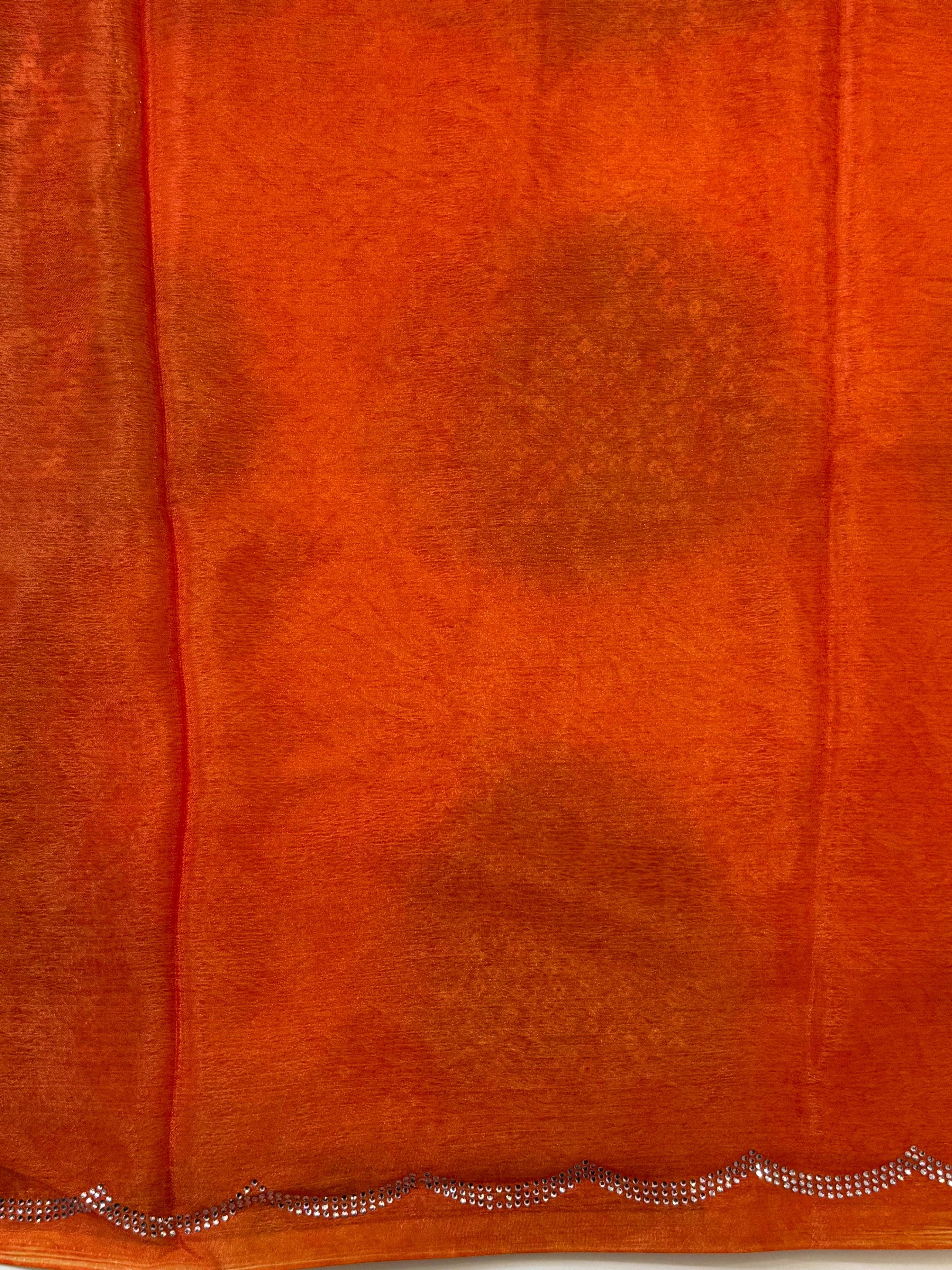 Vibrant Chiffon Bandhej Swarovski Saree