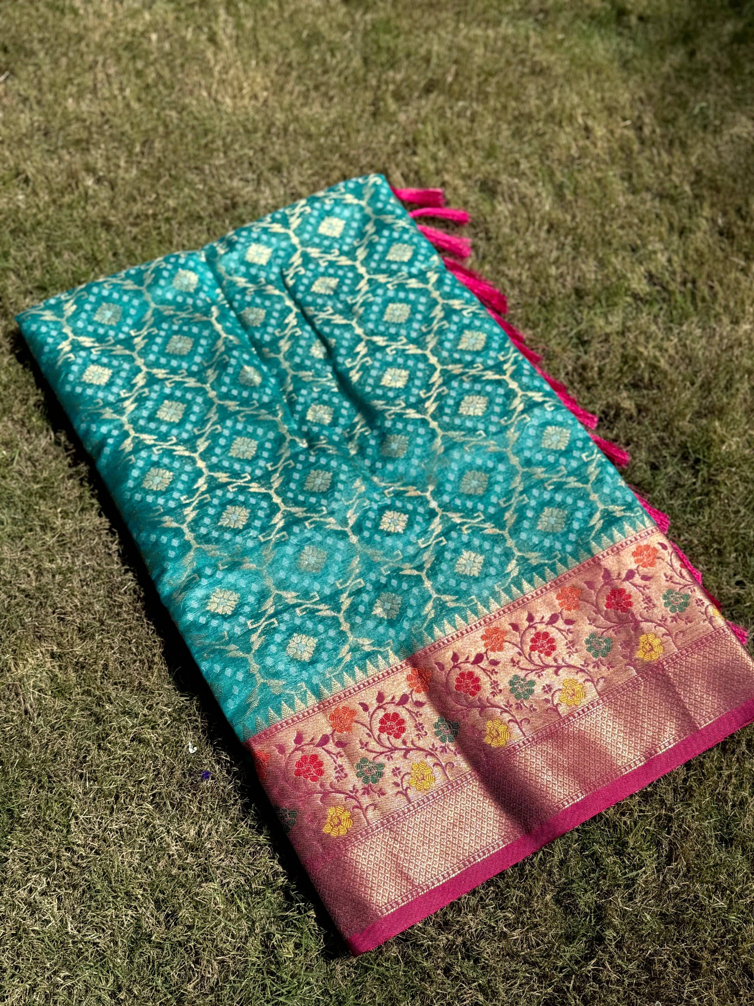 Rama Banarasi Minakari Katan Silk Saree