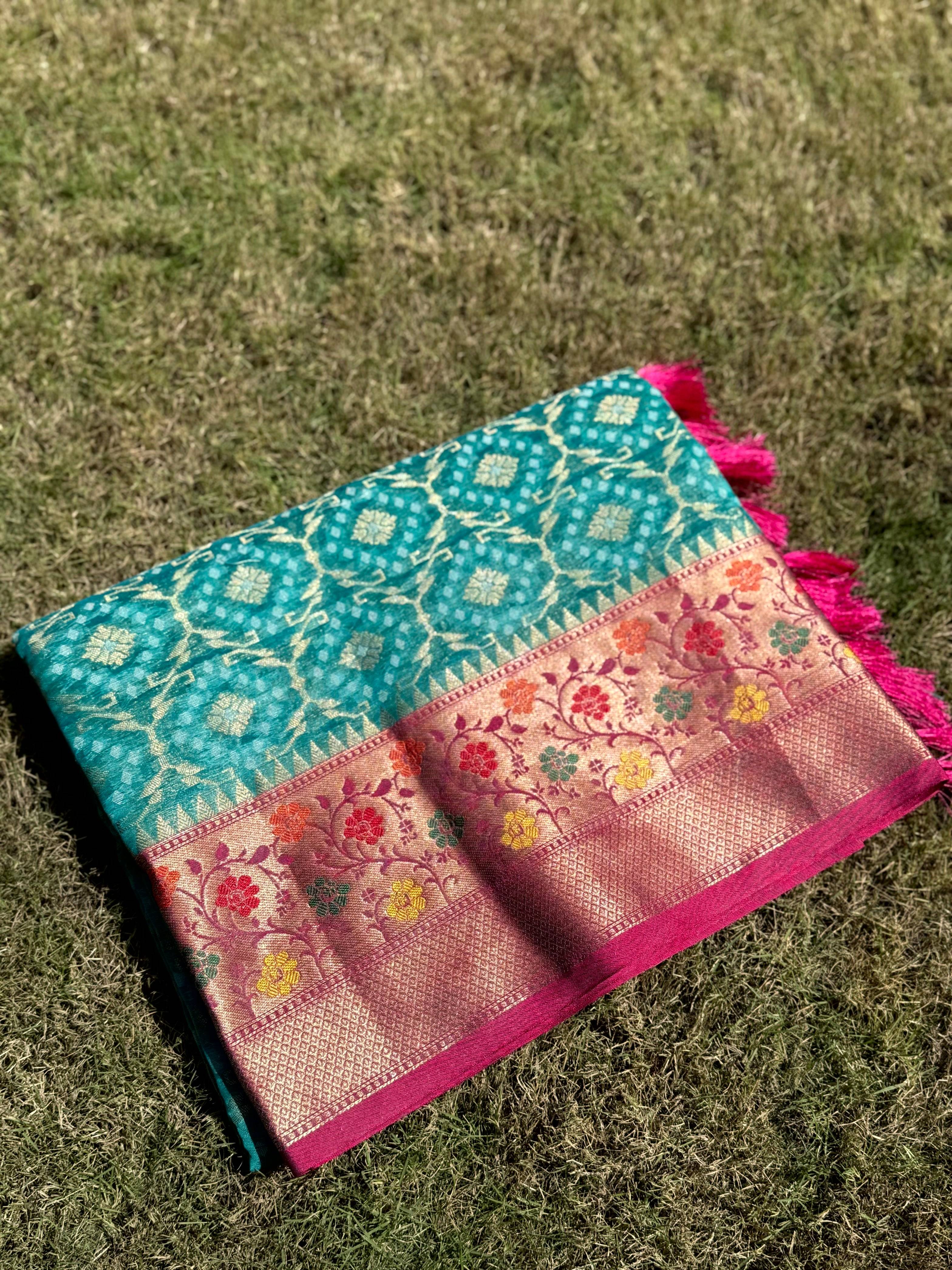 Rama Banarasi Minakari Katan Silk Saree