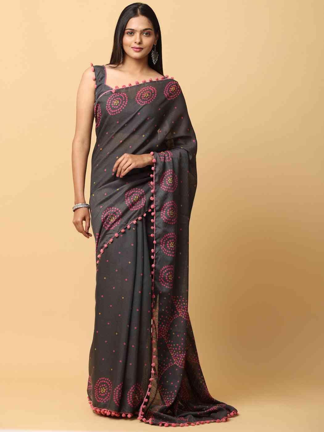 Pure Slab Cotton Trendy Block Print Designer Saree