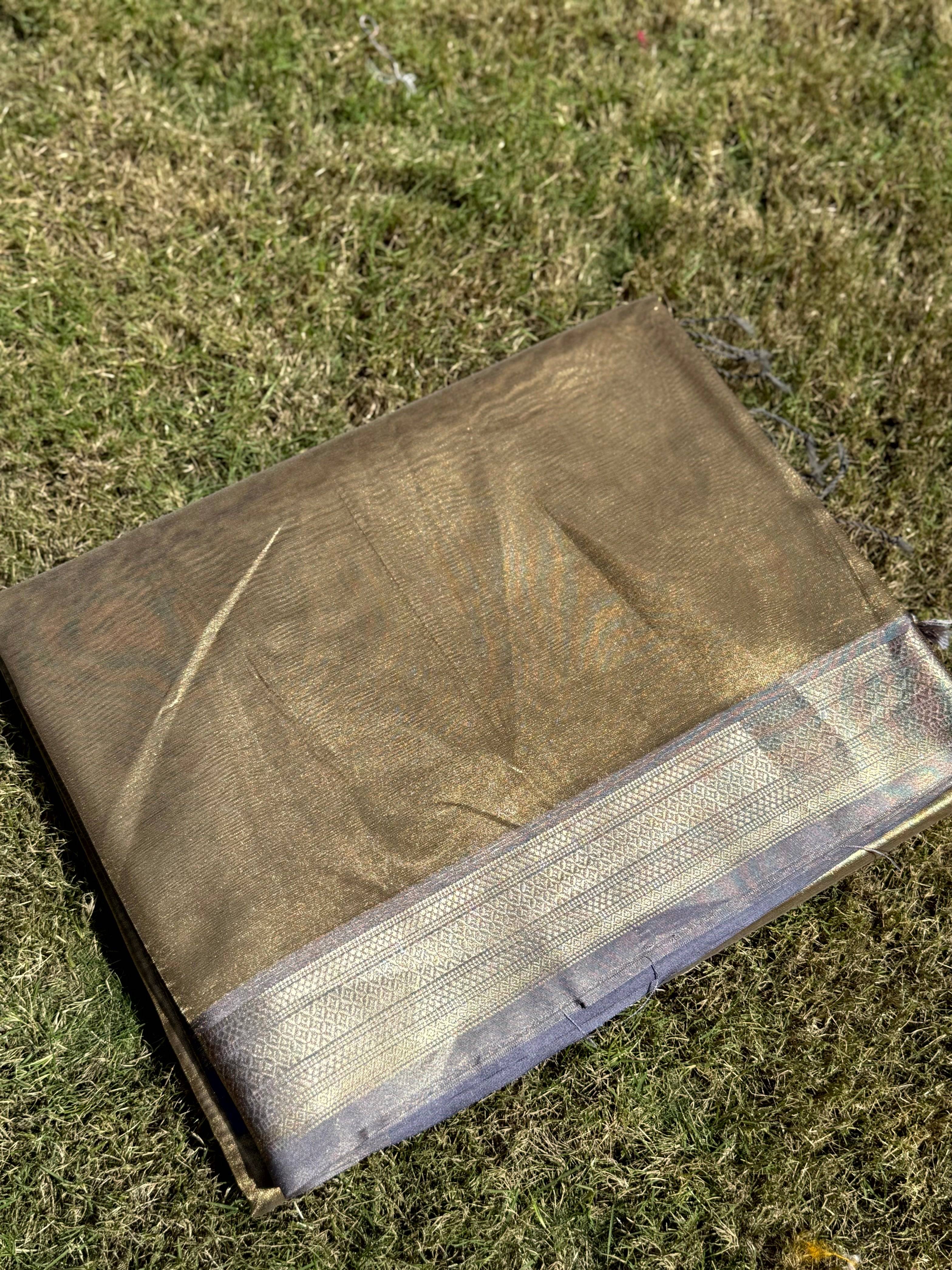 Radiant Lavender Gold Zari Tissue Saree