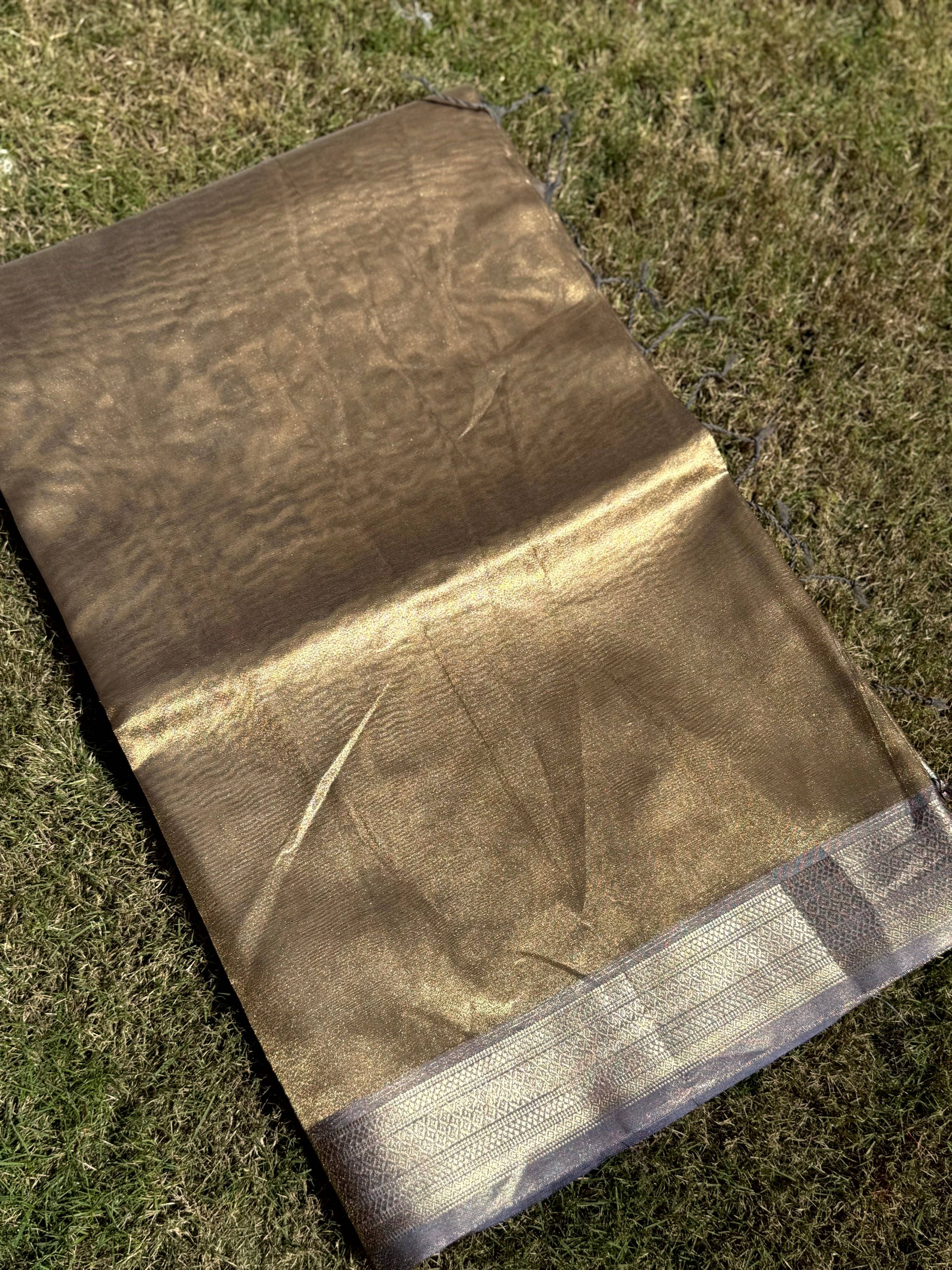 Radiant Lavender Gold Zari Tissue Saree
