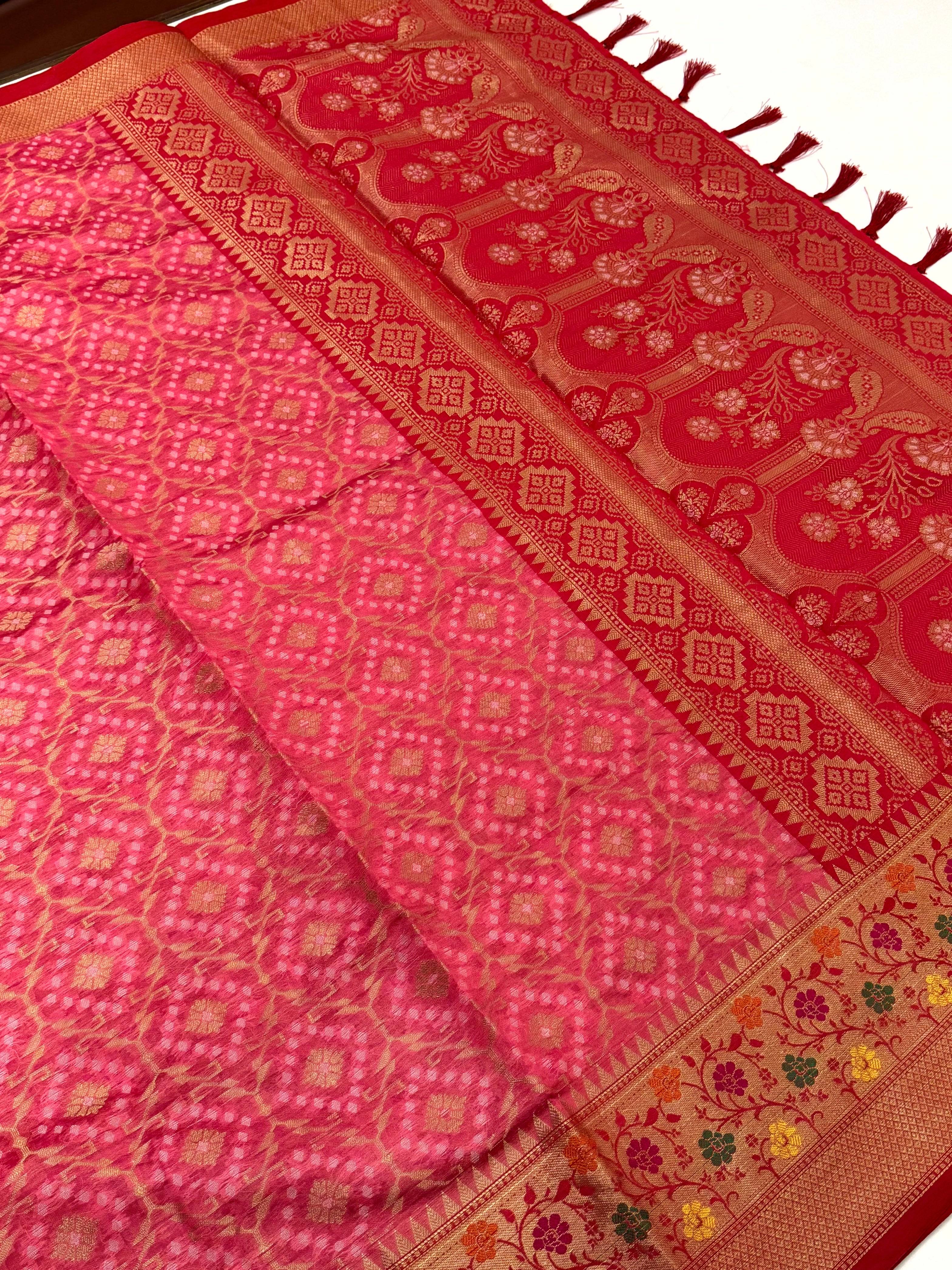 Pink Banarasi Minakari Katan Silk Saree