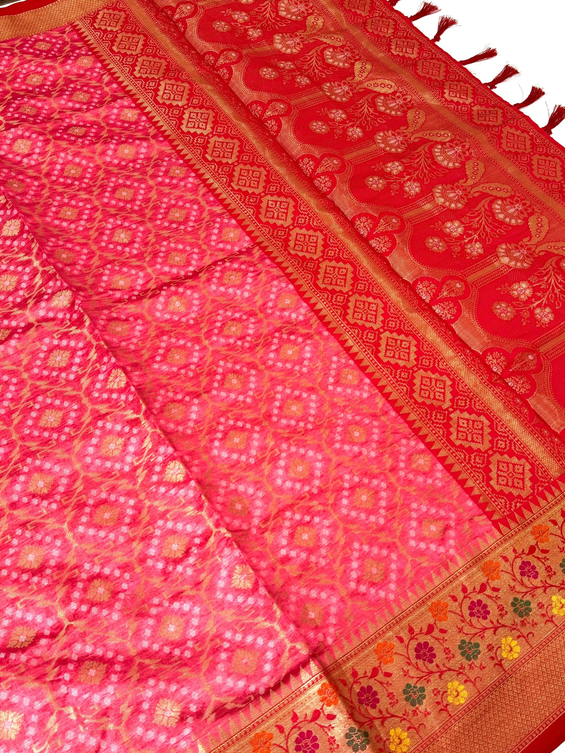 Pink Banarasi Minakari Katan Silk Saree