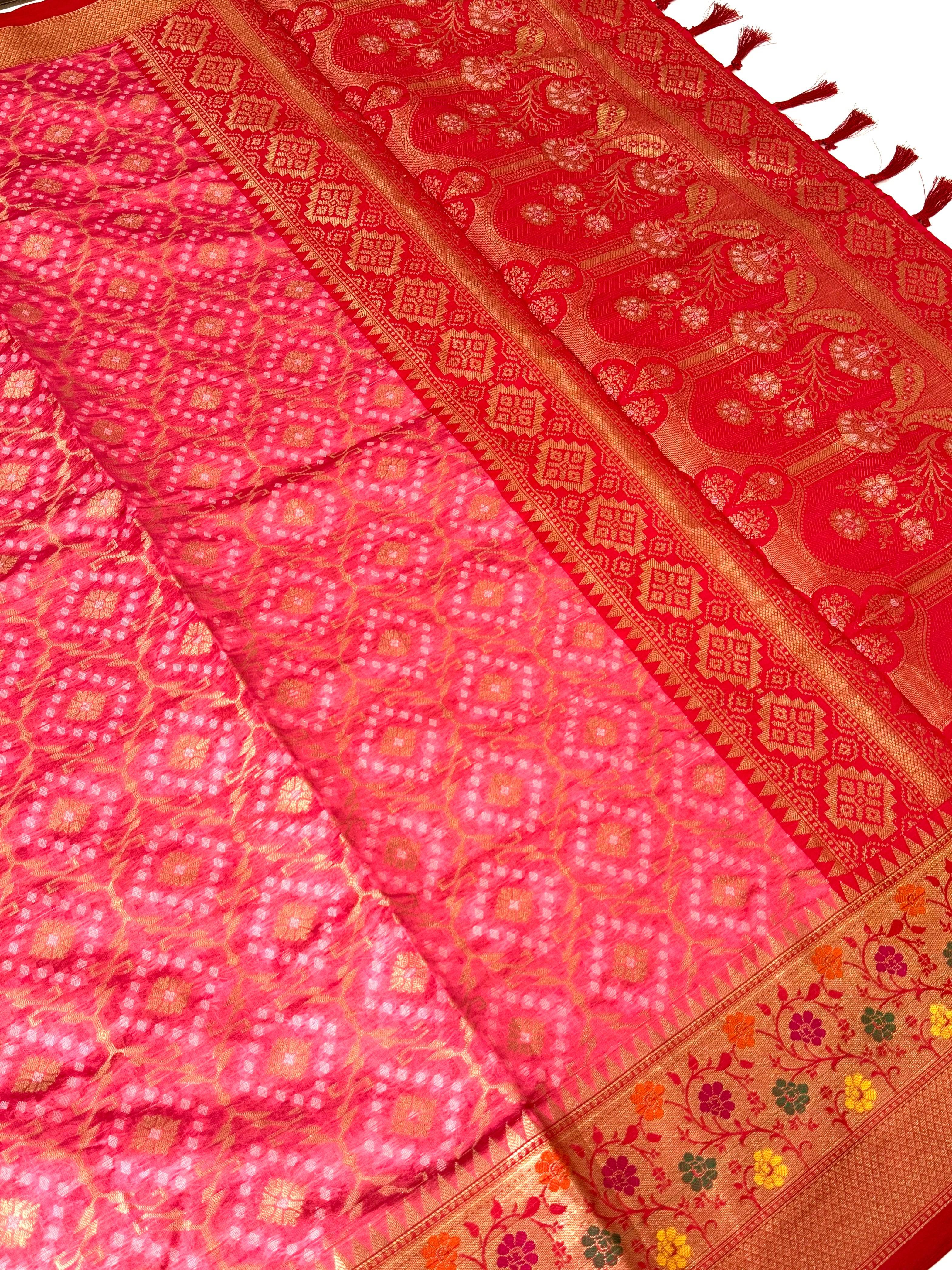 Pink Banarasi Minakari Katan Silk Saree